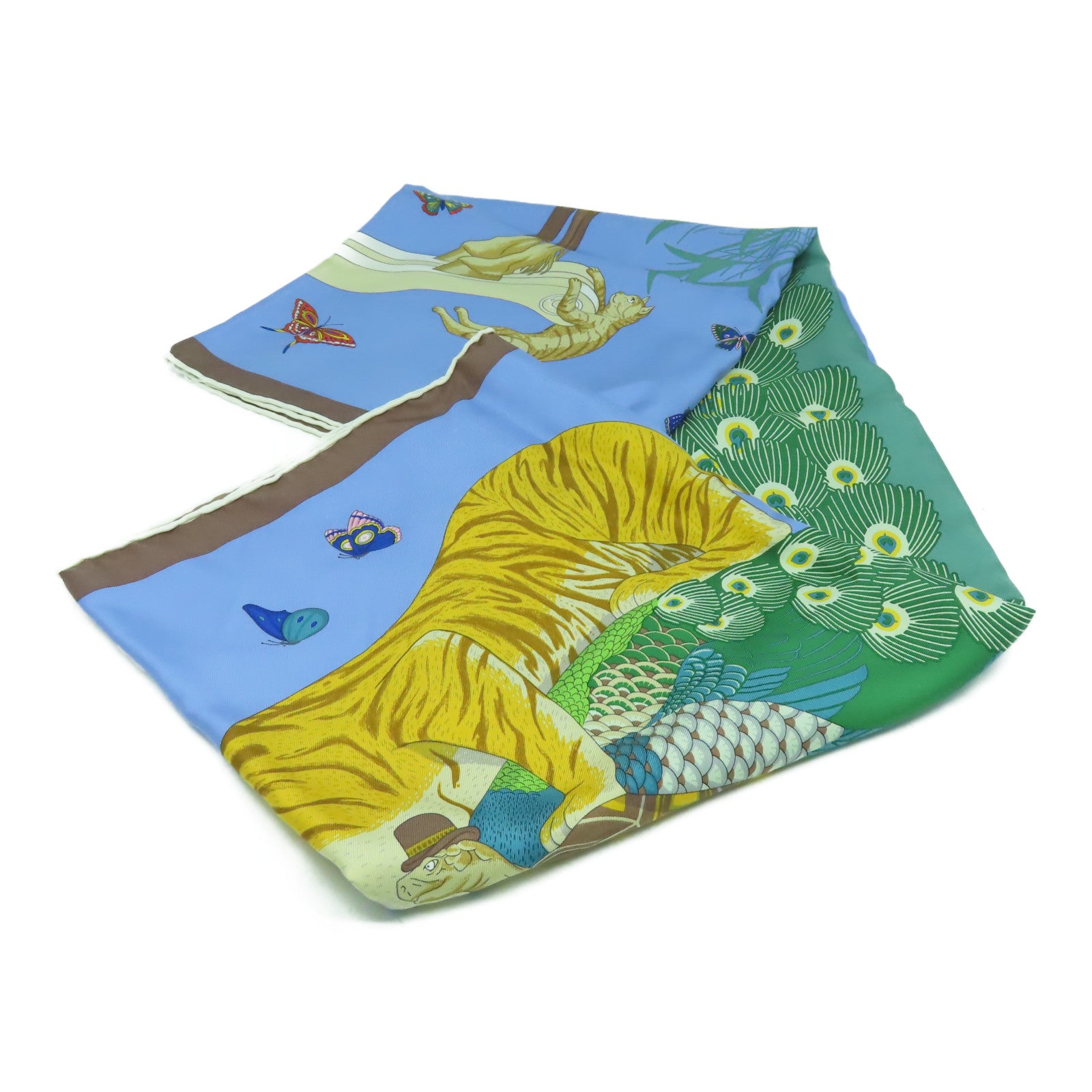 HERMES 絲質Scarf 90x90絲巾淺藍色