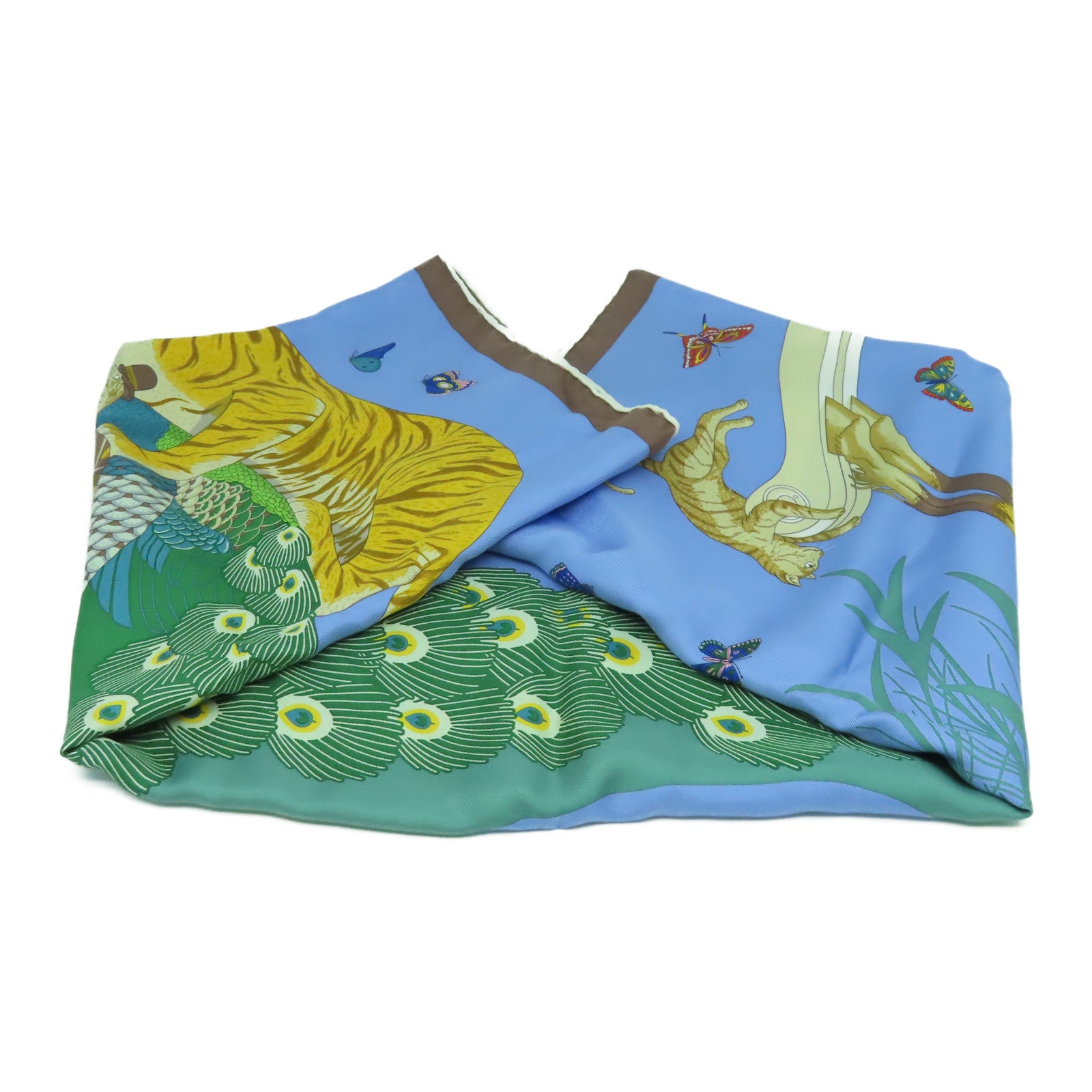 HERMES 絲質Scarf 90x90絲巾淺藍色