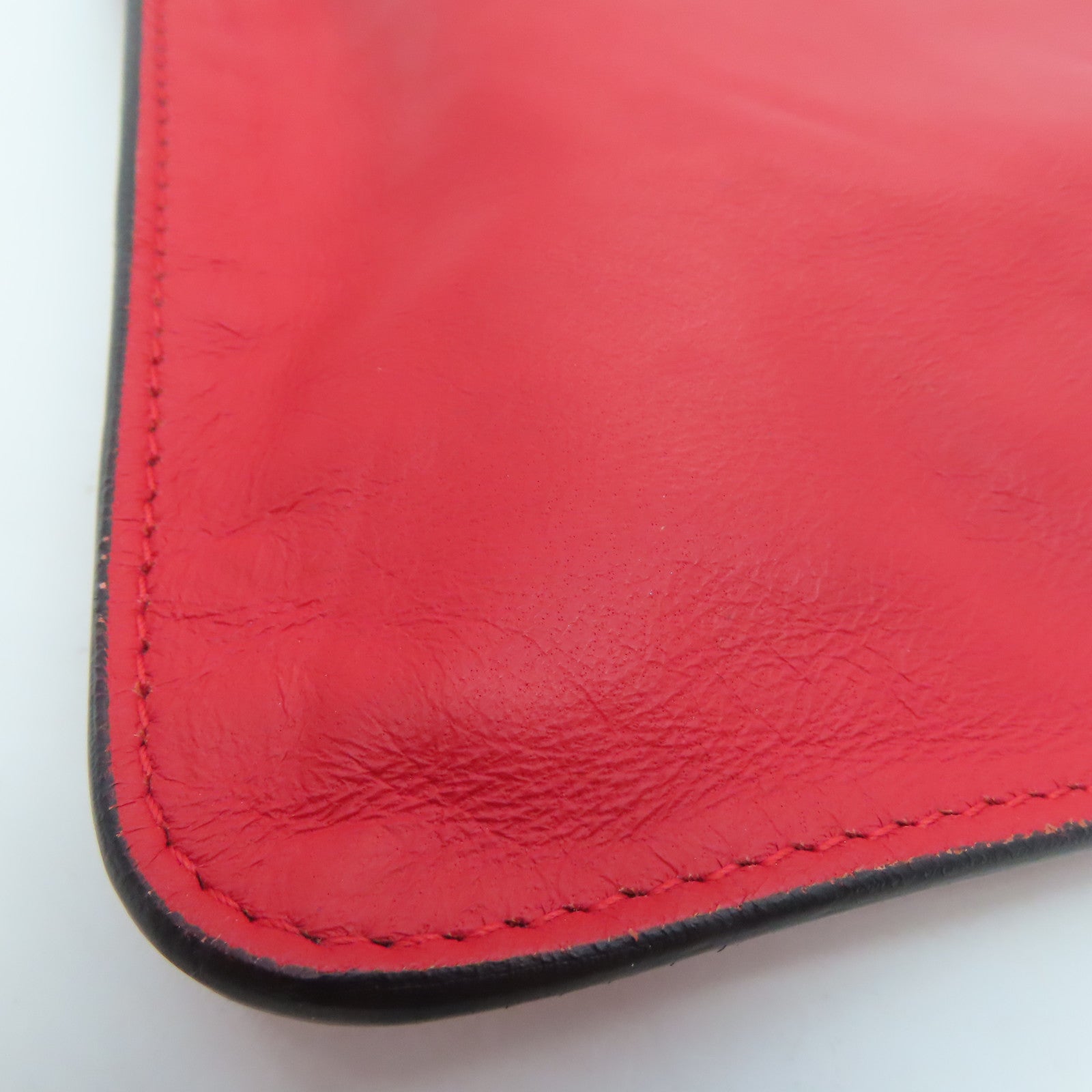 SELECTION Leather Alexander McQueen Clutch Gold Buckle Clutch Red