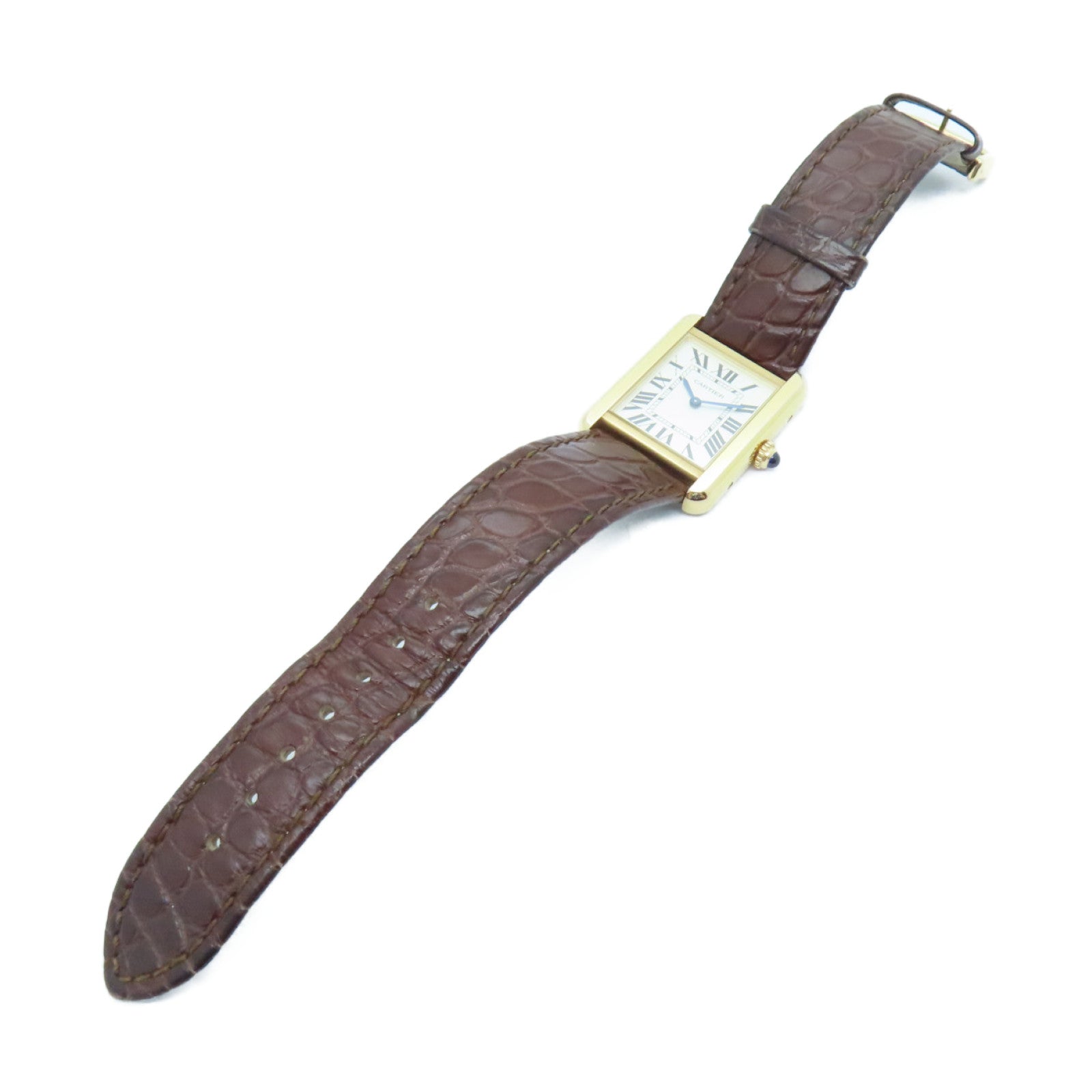 CARTIER Tank Solo K18 Watch Quartz Movement Gold/Brown