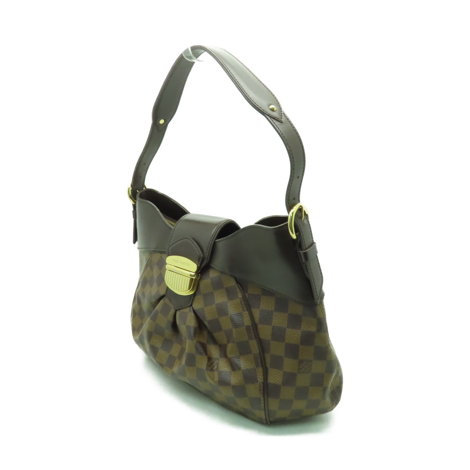 LOUIS VUITTON Damier Sistina MM金扣肩背袋棕色