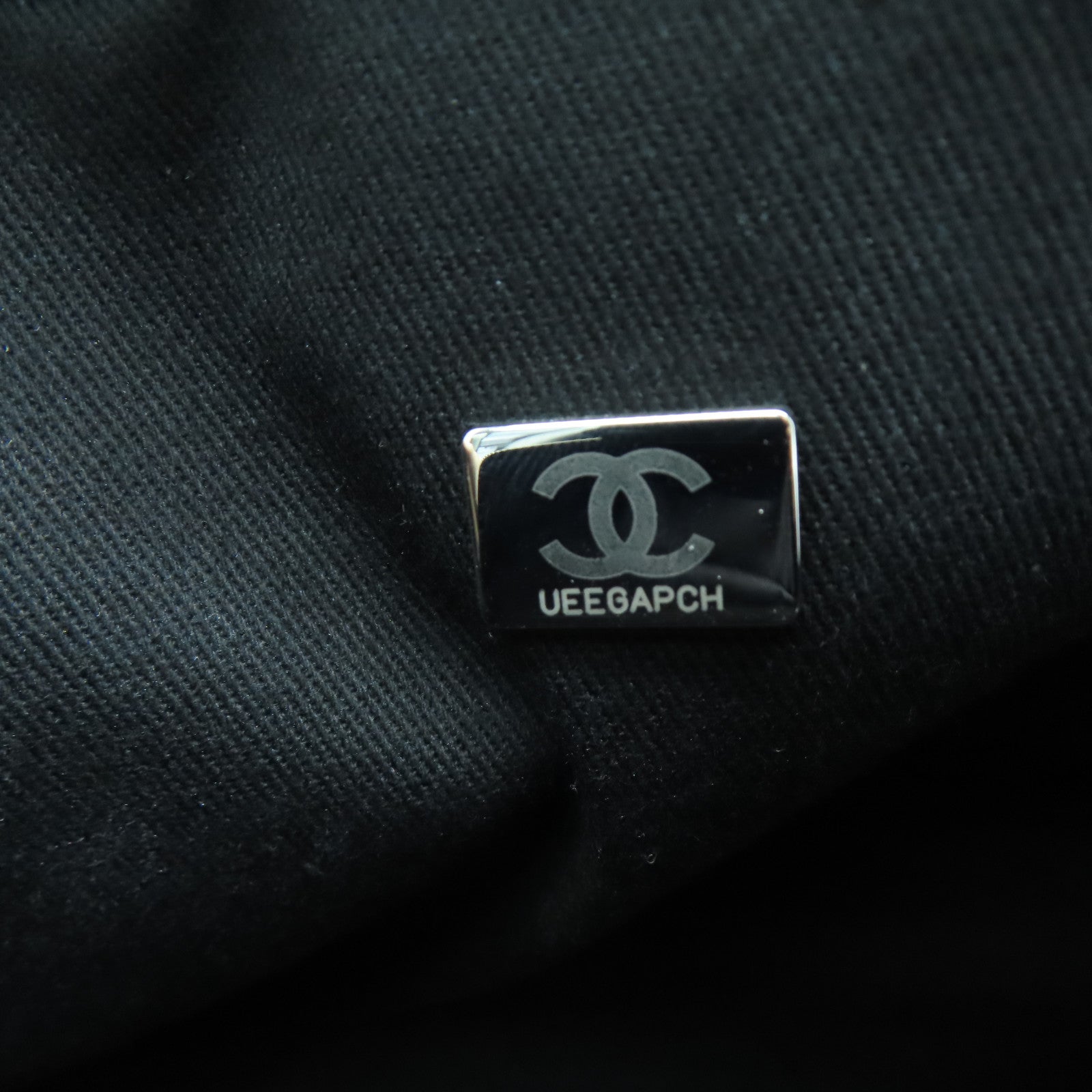 CHANEL 帆布2 Way Shoulder銀扣手挽肩背兩用袋黑色
