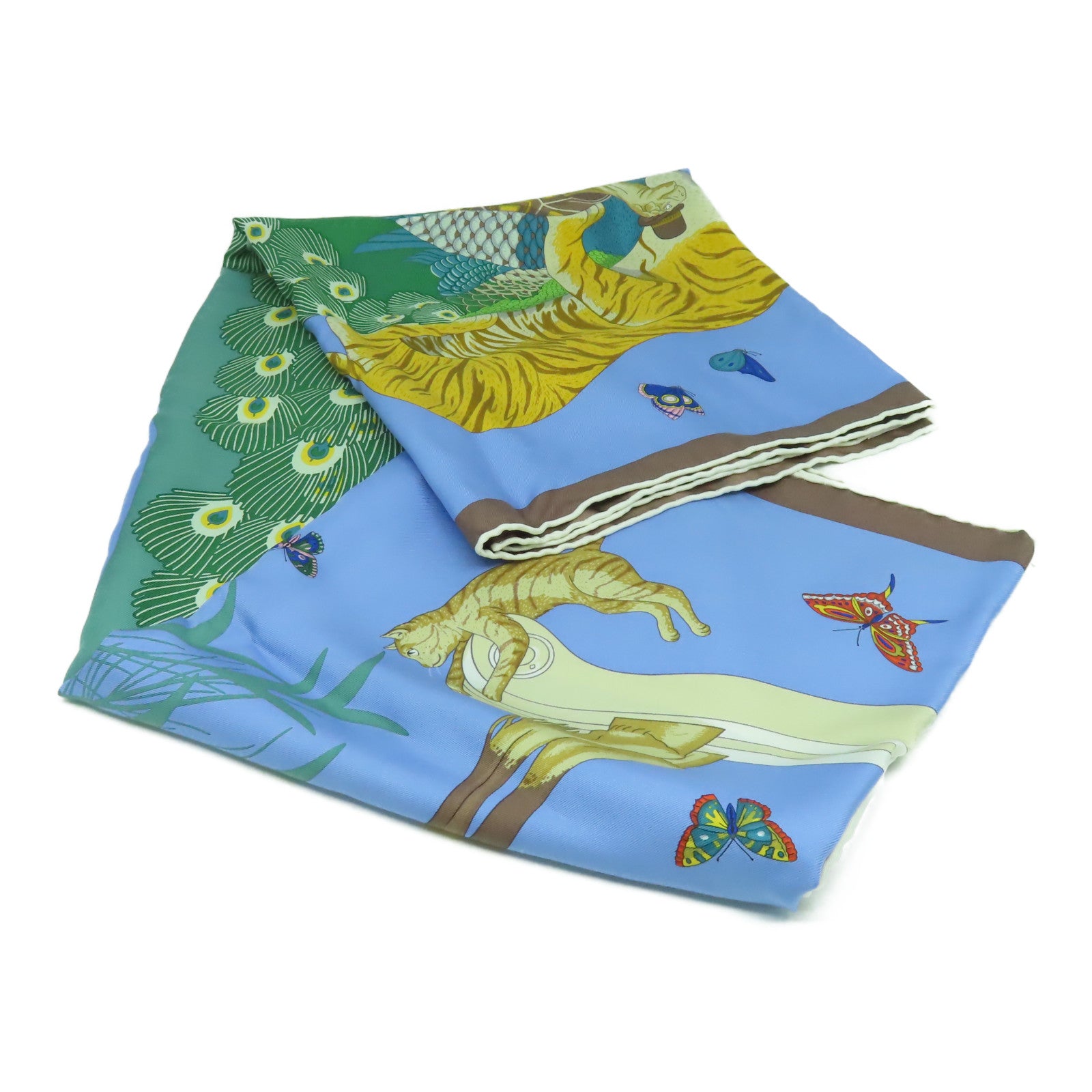 HERMES 絲質Scarf 90x90絲巾淺藍色