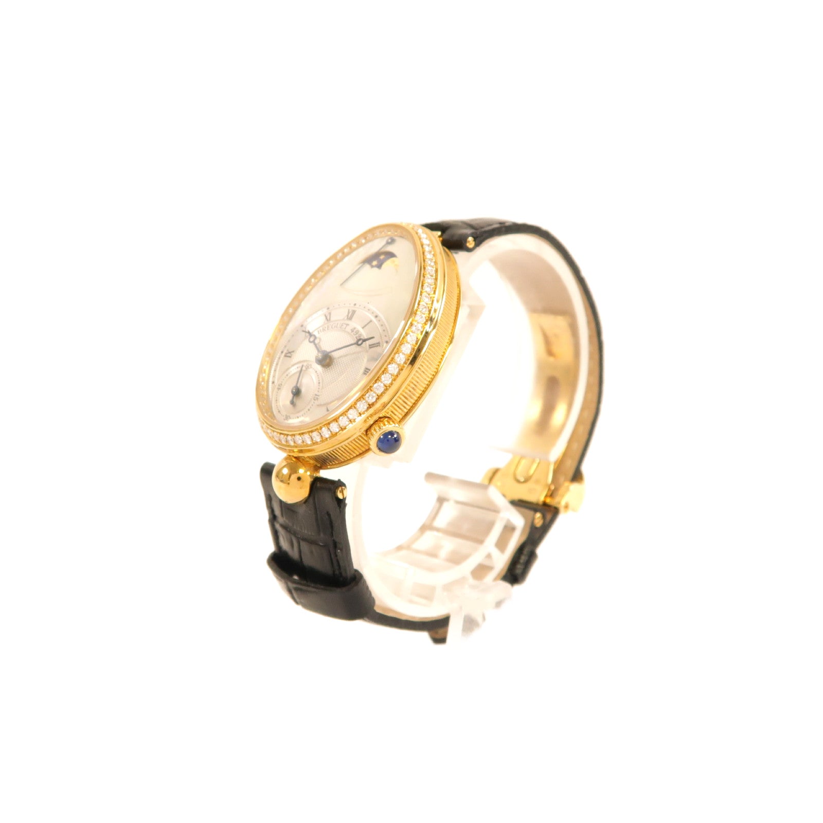 Breguet 18K黃金/皮革帶Reine De Naples手錶自動機芯珍珠色