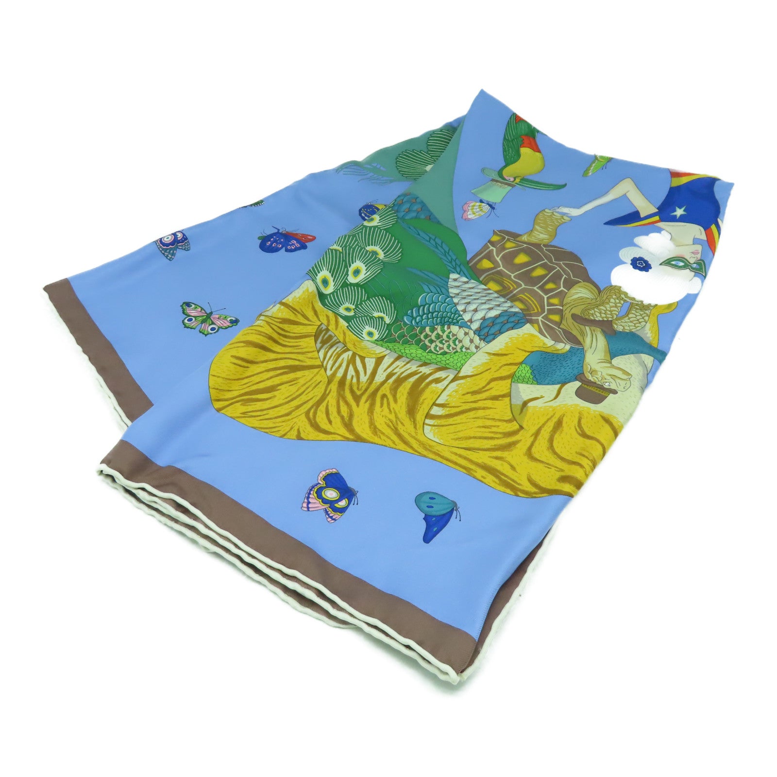 HERMES 絲質Scarf 90x90絲巾淺藍色