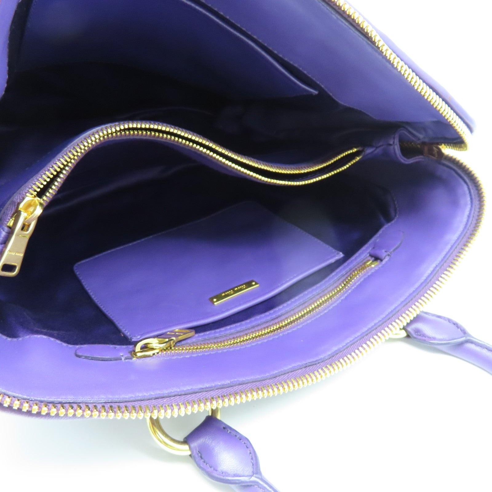 Miu Miu 羊皮皮革2Way Shoulder金扣手挽肩背兩用袋紫色
