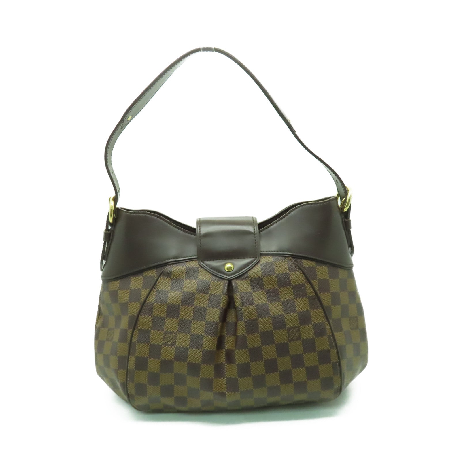 LOUIS VUITTON Damier Sistina MM金扣肩背袋棕色