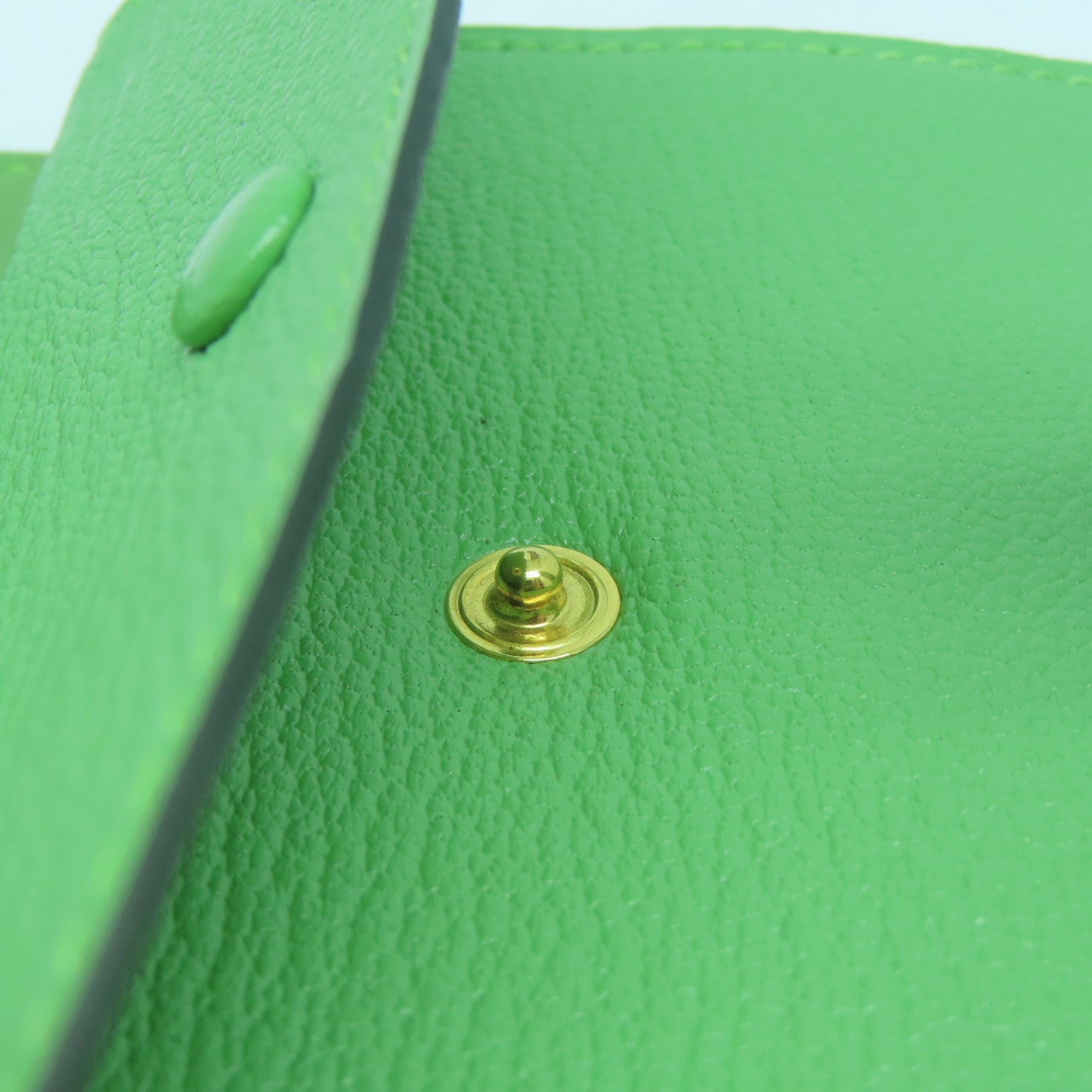 HERMES Chevre皮革Bearn Card Case金扣卡片套牛油果绿