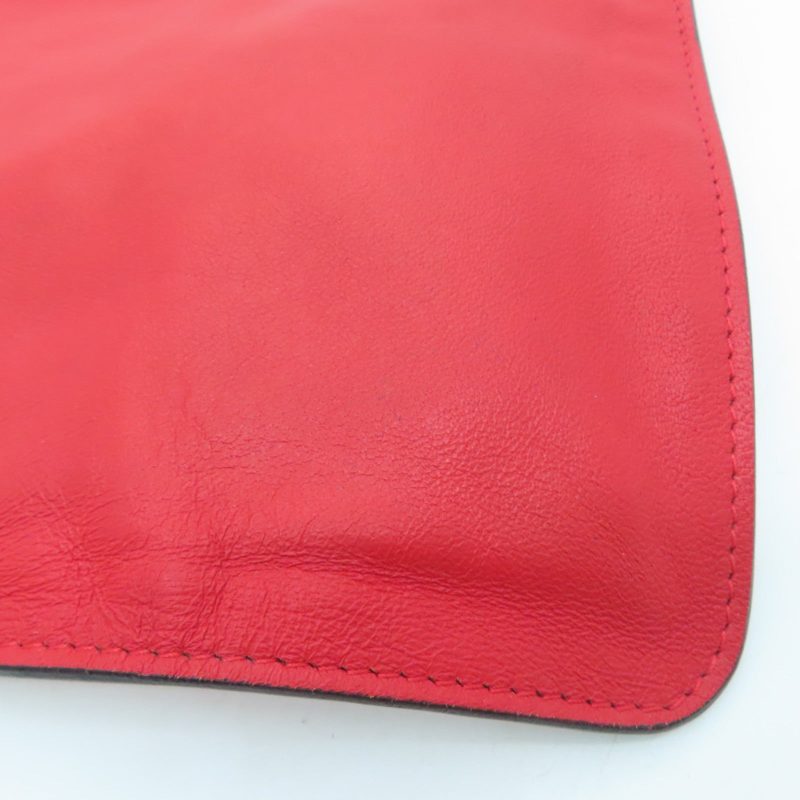 SELECTION Leather Alexander McQueen Clutch Gold Buckle Clutch Red