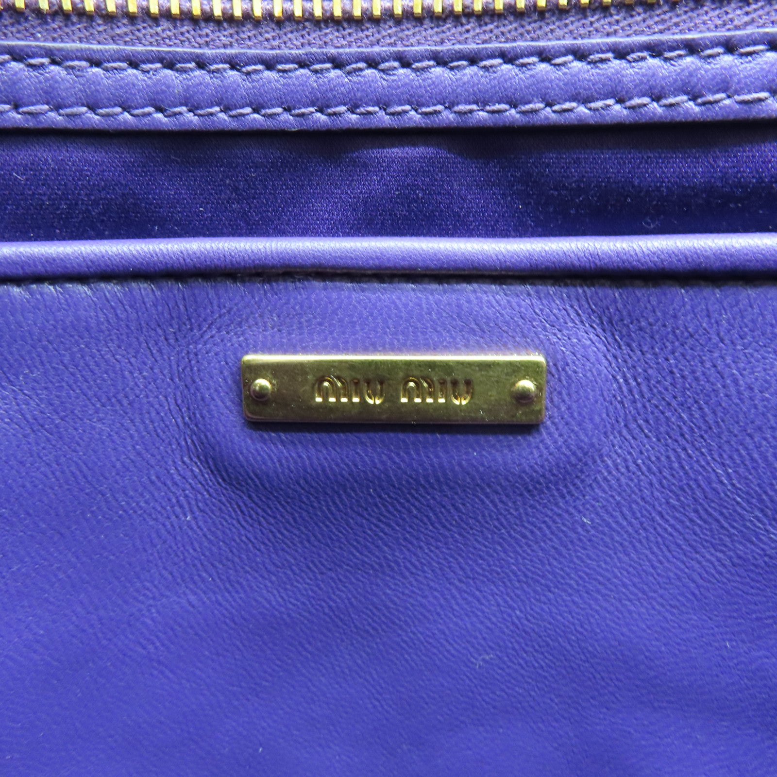 Miu Miu 羊皮皮革2Way Shoulder金扣手挽肩背兩用袋紫色