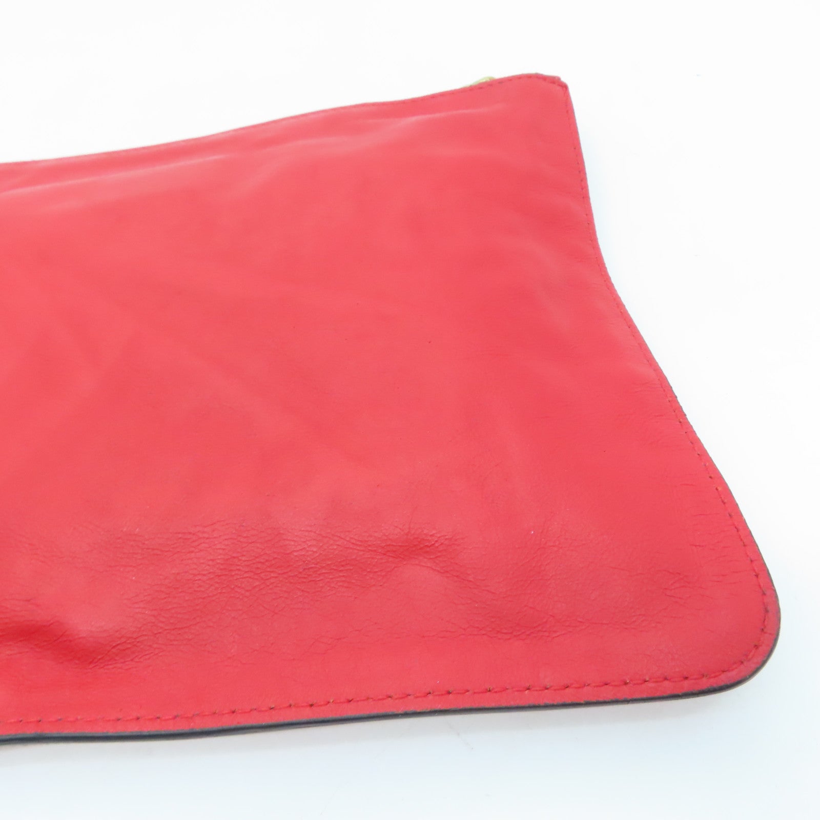 SELECTION Leather Alexander McQueen Clutch Gold Buckle Clutch Red