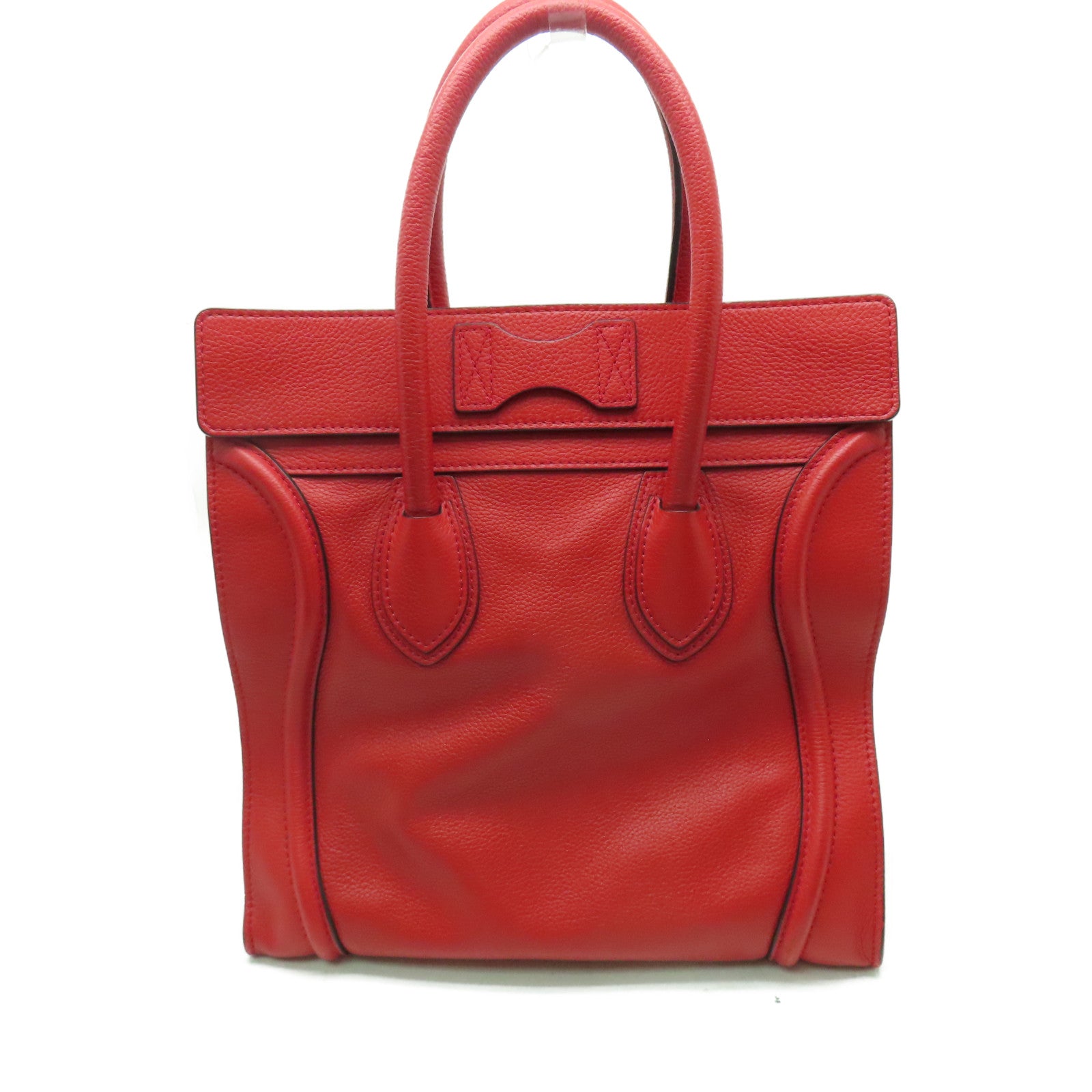 CELINE 牛皮皮革Mini Luggage金扣手挽袋紅色