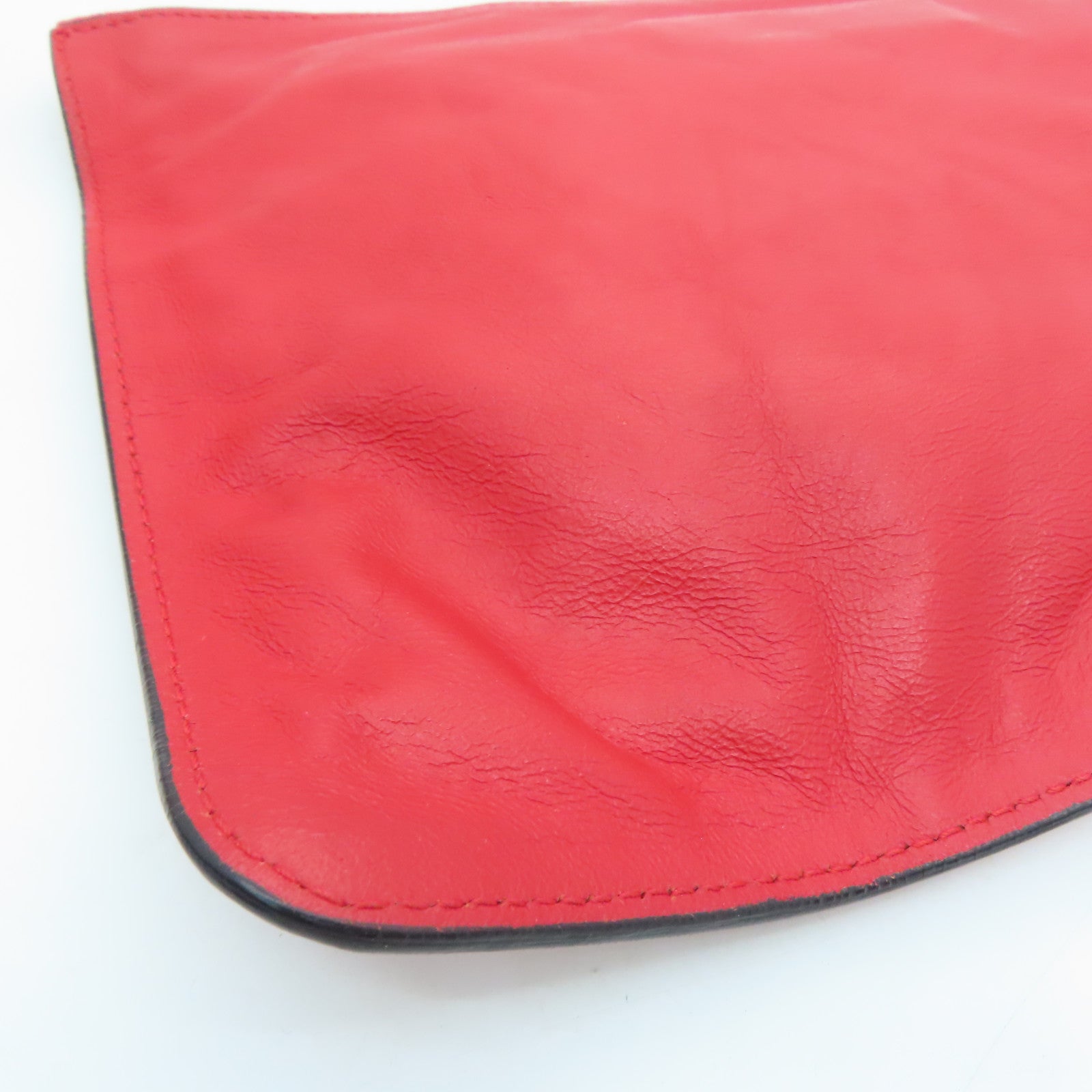 SELECTION Leather Alexander McQueen Clutch Gold Buckle Clutch Red