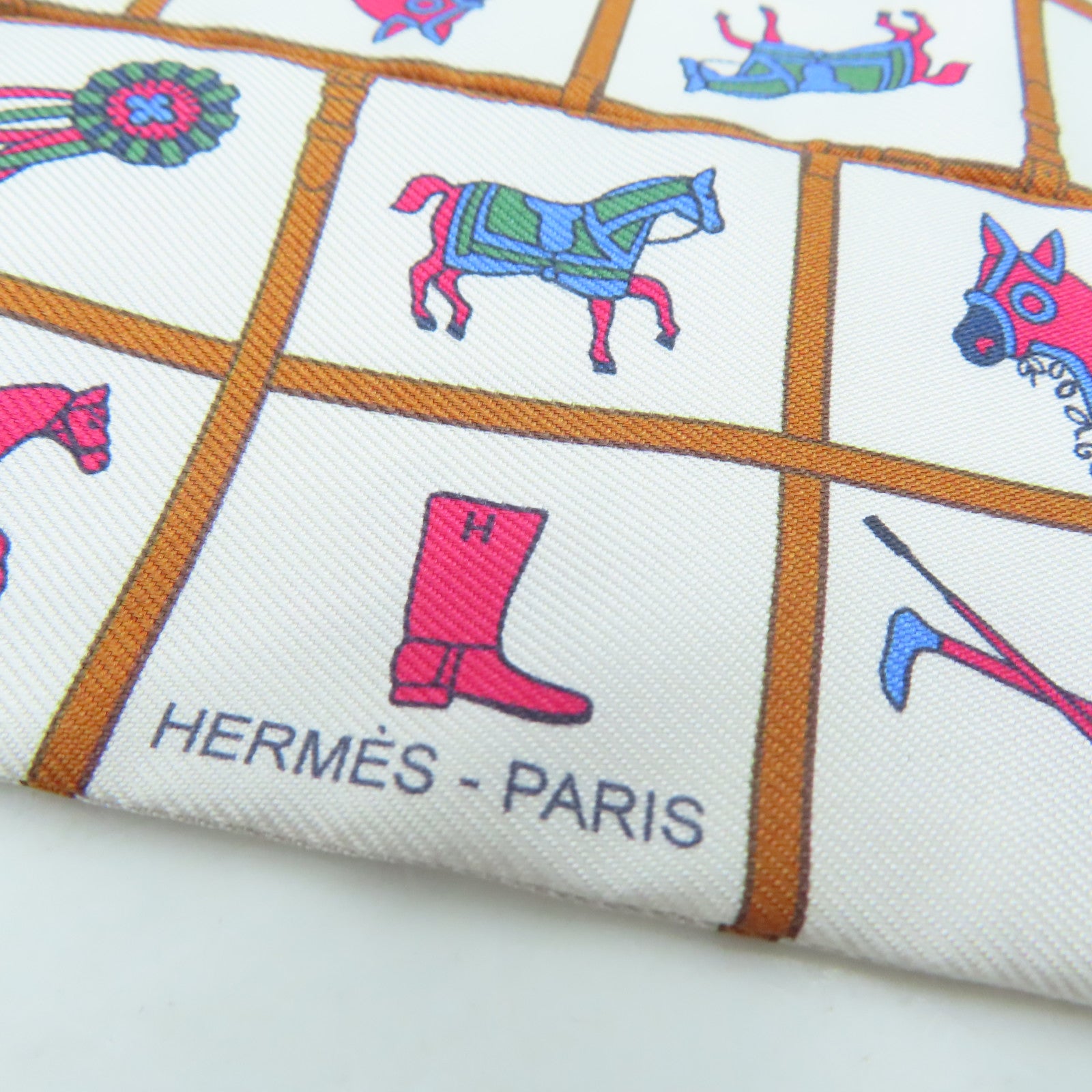 HERMES 【激減優惠】絲質Twilly絲巾灰色/粉紅色