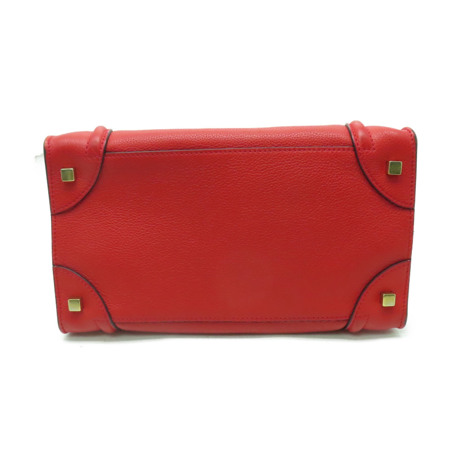 CELINE 牛皮皮革Mini Luggage金扣手挽袋紅色