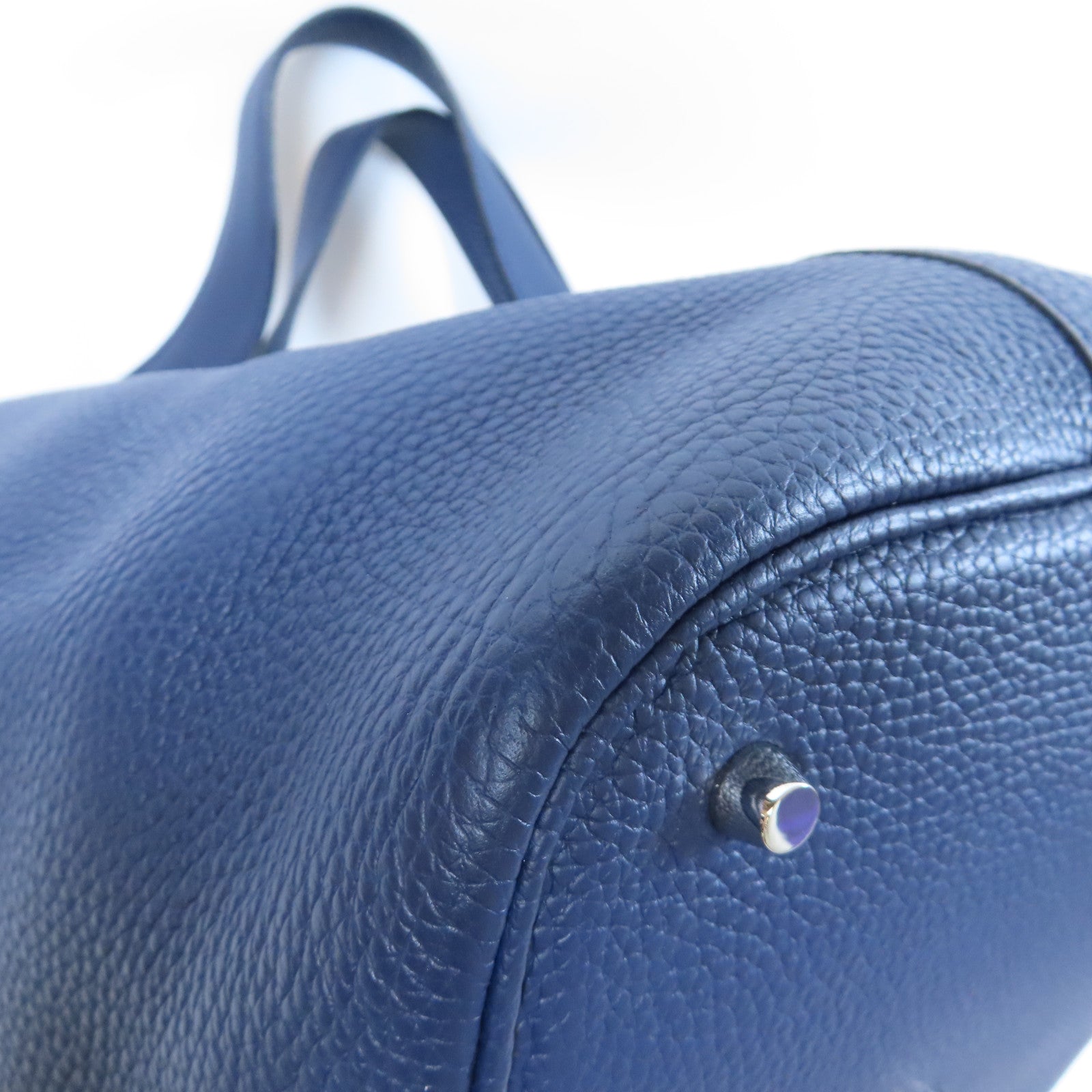 HERMES Clemence皮革Picotin GM銀扣手挽袋Bleu Saphir寶石藍色