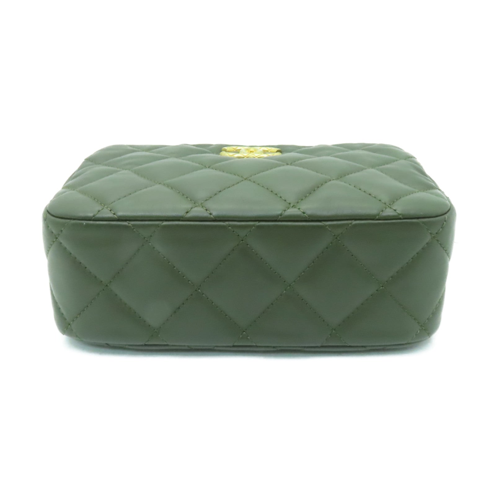 CHANEL 菱格牛皮皮革Chain Shoulder Bag金扣鏈帶肩背袋綠色