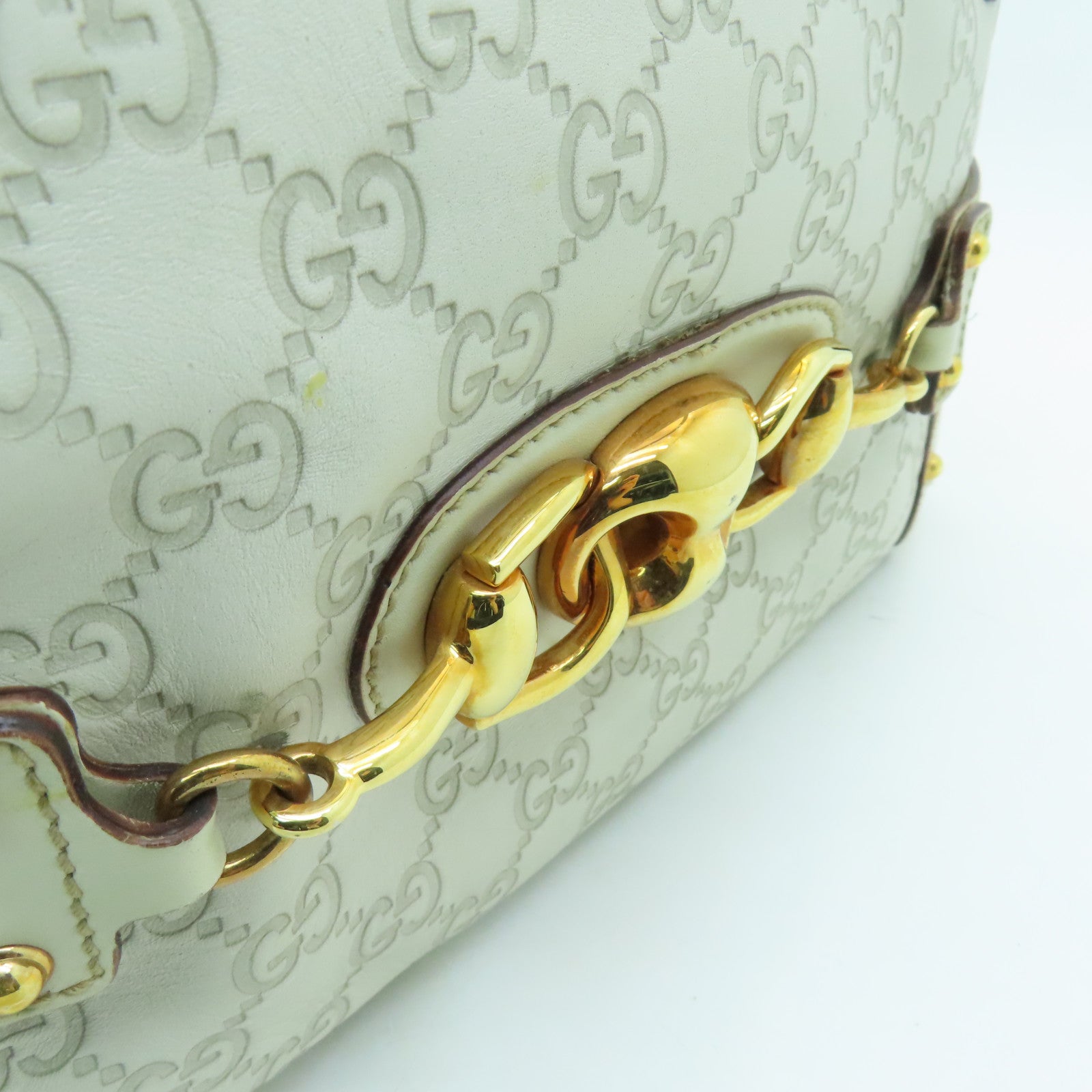 GUCCI 牛皮皮革Shoulder Bag金扣肩背袋白色