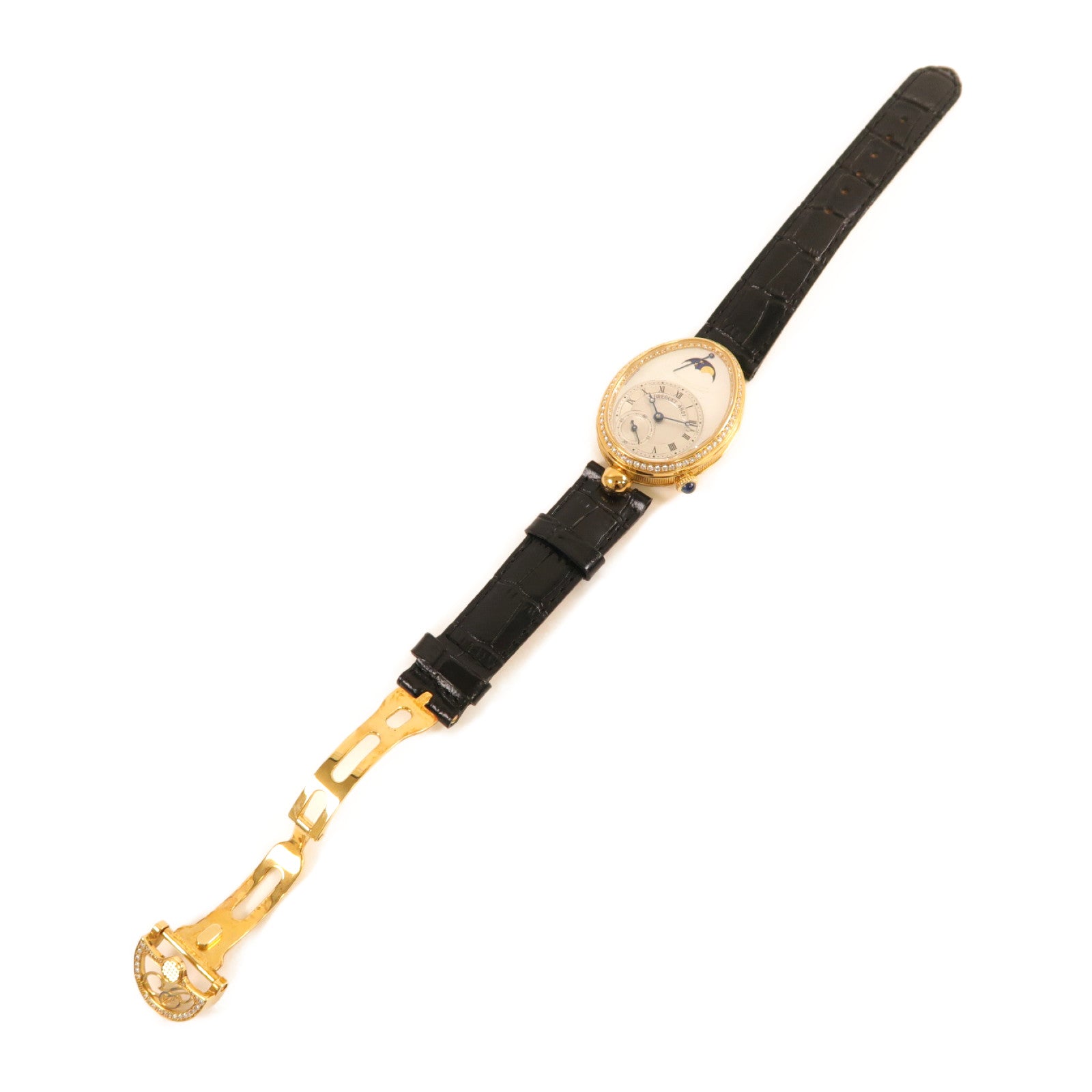Breguet 18K黃金/皮革帶Reine De Naples手錶自動機芯珍珠色