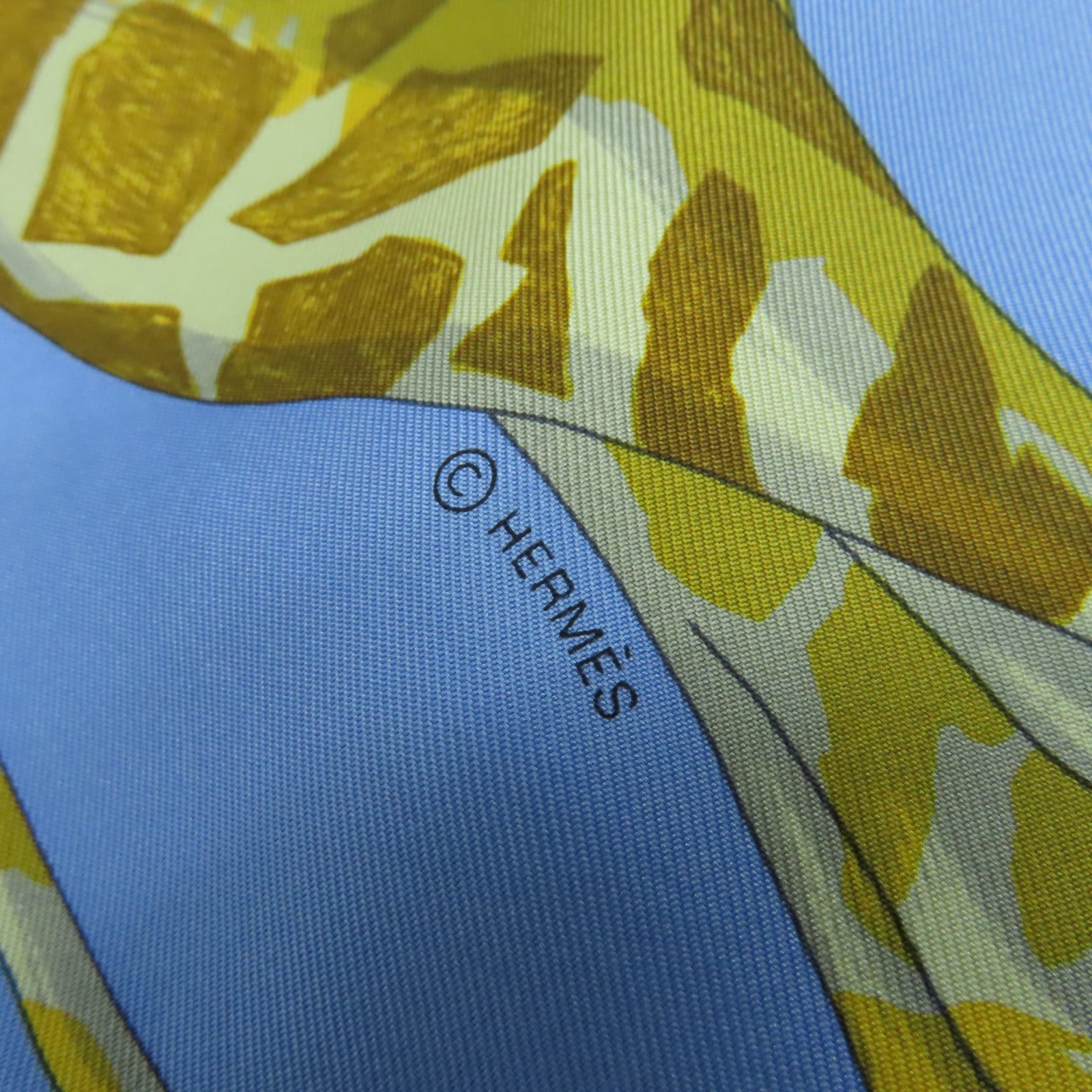 HERMES 絲質Scarf 90x90絲巾淺藍色