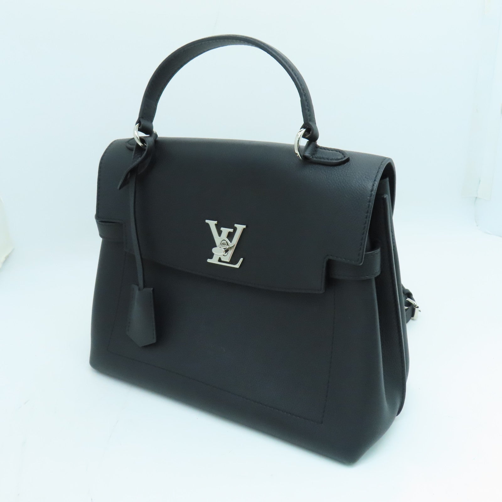 LOUIS VUITTON 牛皮皮革Lockme Ever 2 way Shoulder银扣手挽肩背两用袋黑色