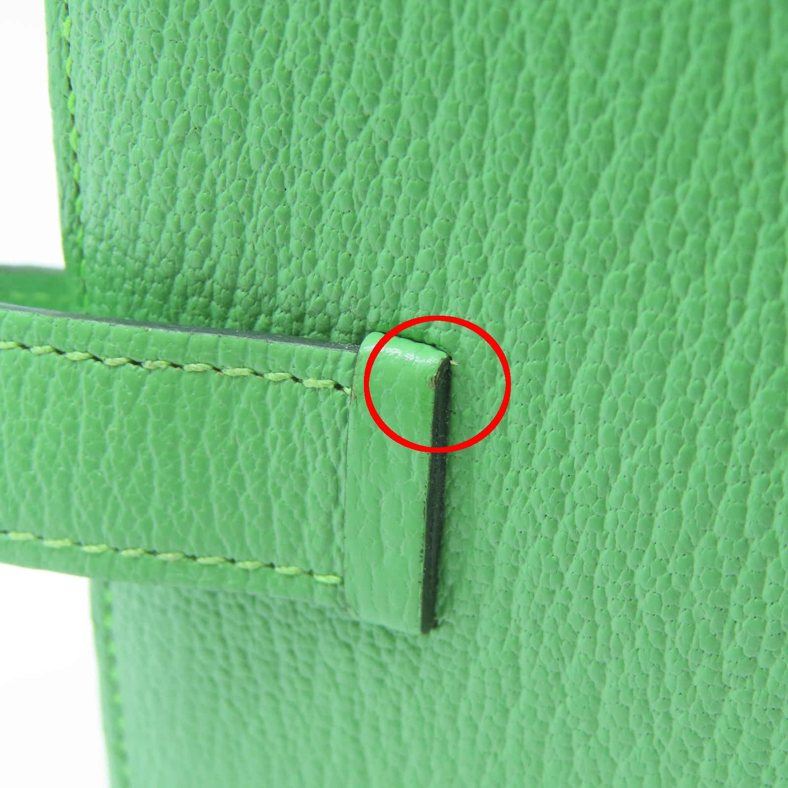 HERMES Chevre皮革Bearn Card Case金扣卡片套牛油果绿