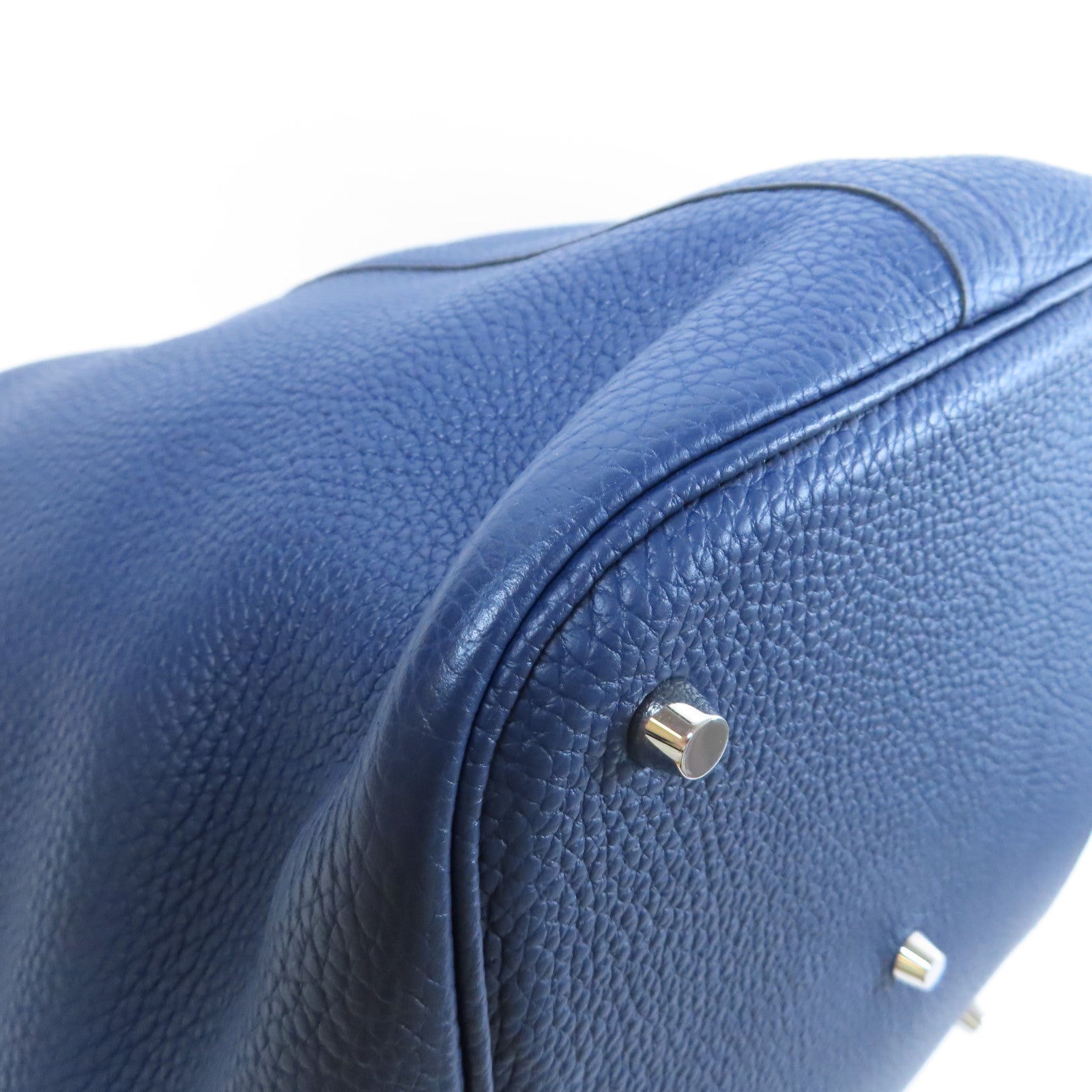 HERMES Clemence皮革Picotin GM銀扣手挽袋Bleu Saphir寶石藍色