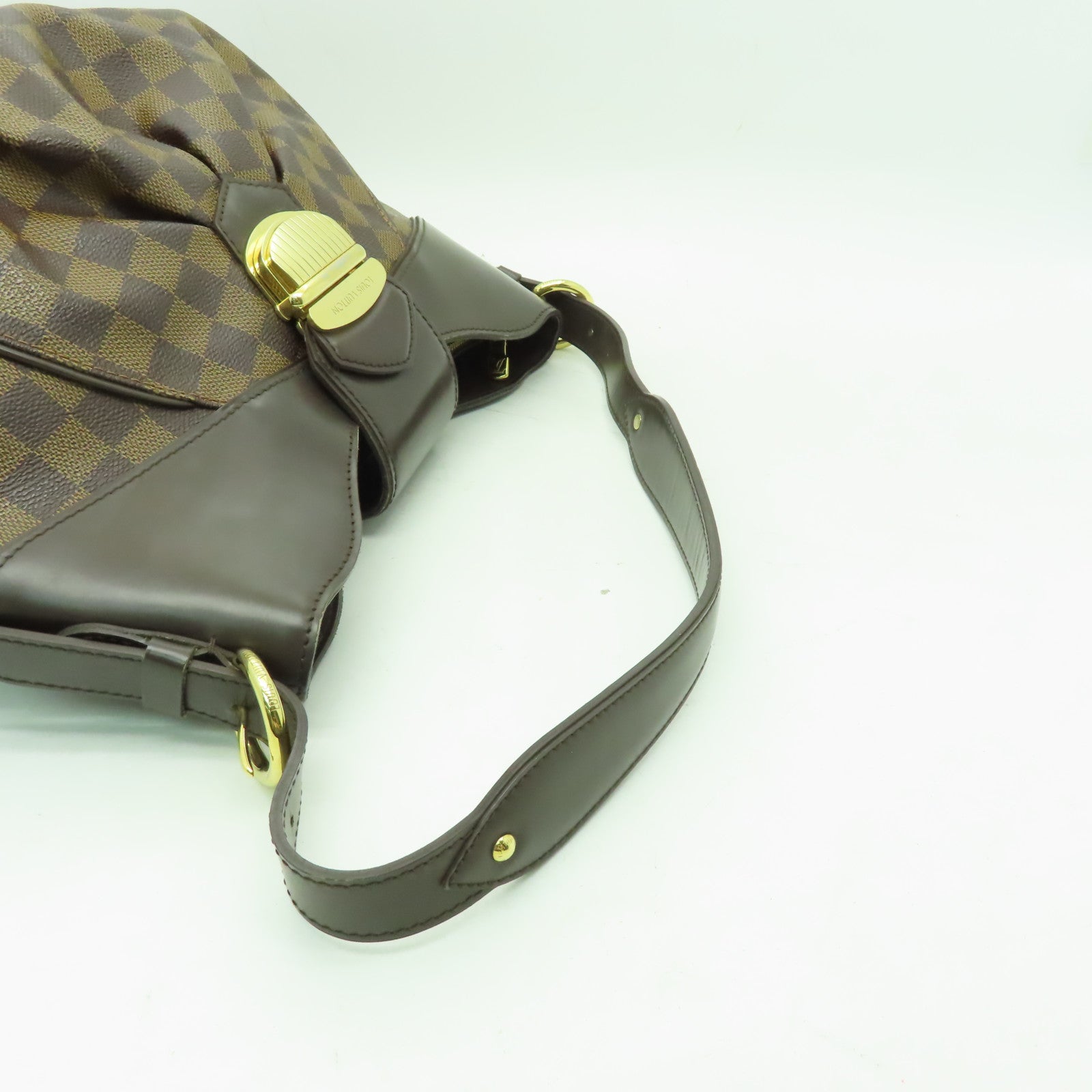 LOUIS VUITTON Damier Sistina MM金扣肩背袋棕色