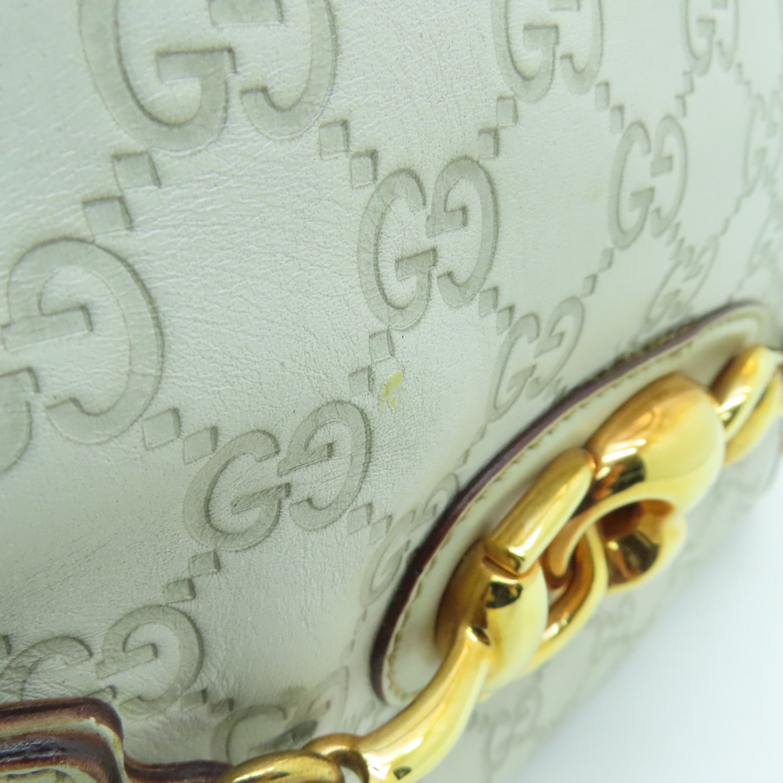GUCCI 牛皮皮革Shoulder Bag金扣肩背袋白色