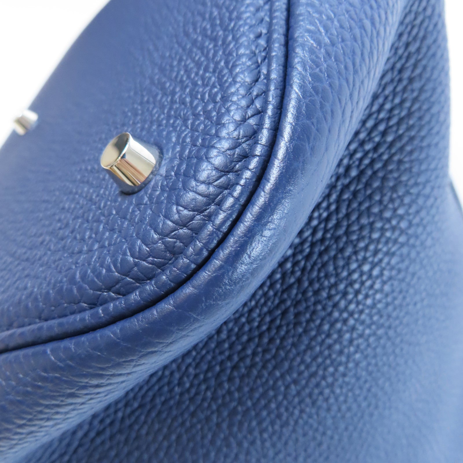 HERMES Clemence皮革Picotin GM銀扣手挽袋Bleu Saphir寶石藍色