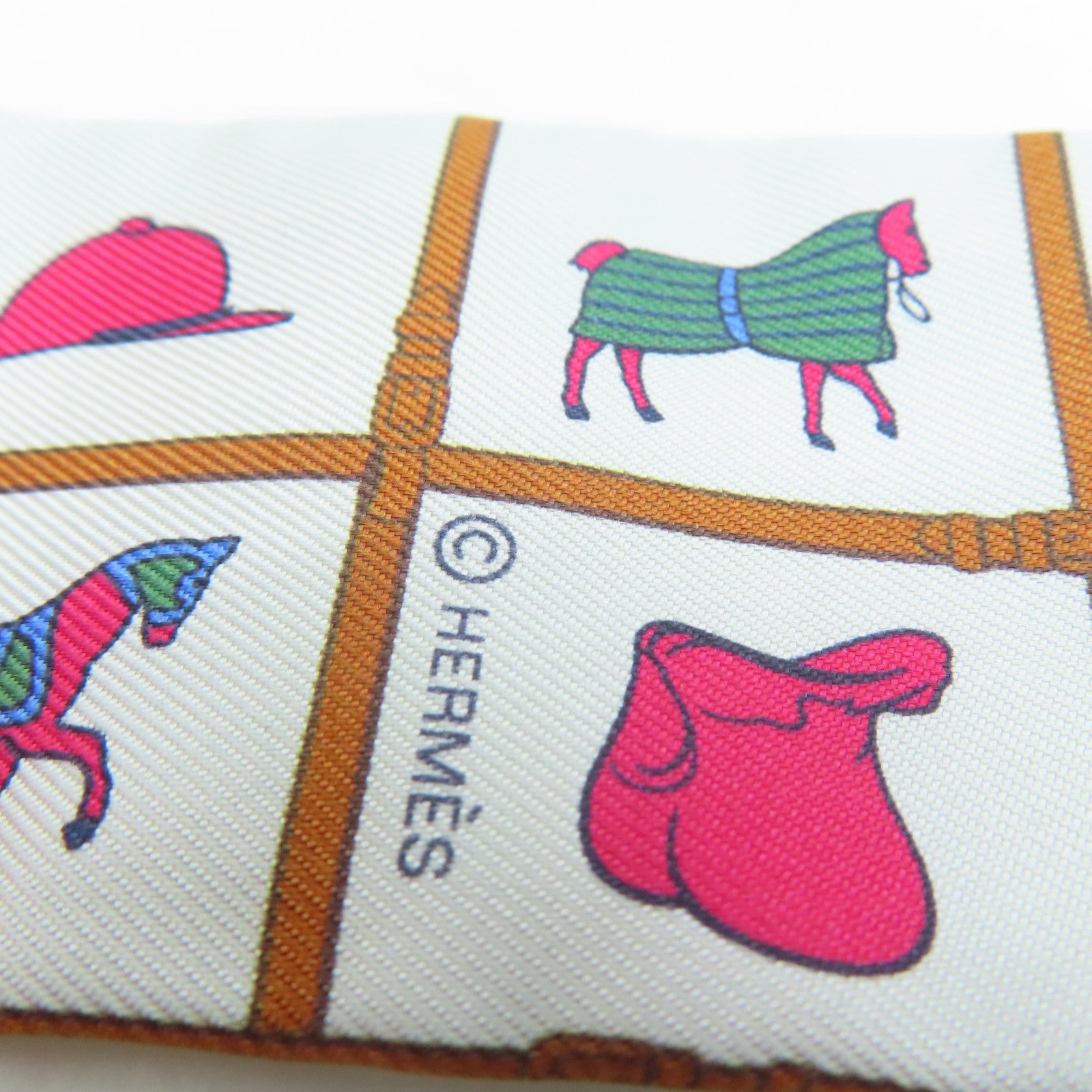 HERMES 【激減優惠】絲質Twilly絲巾灰色/粉紅色
