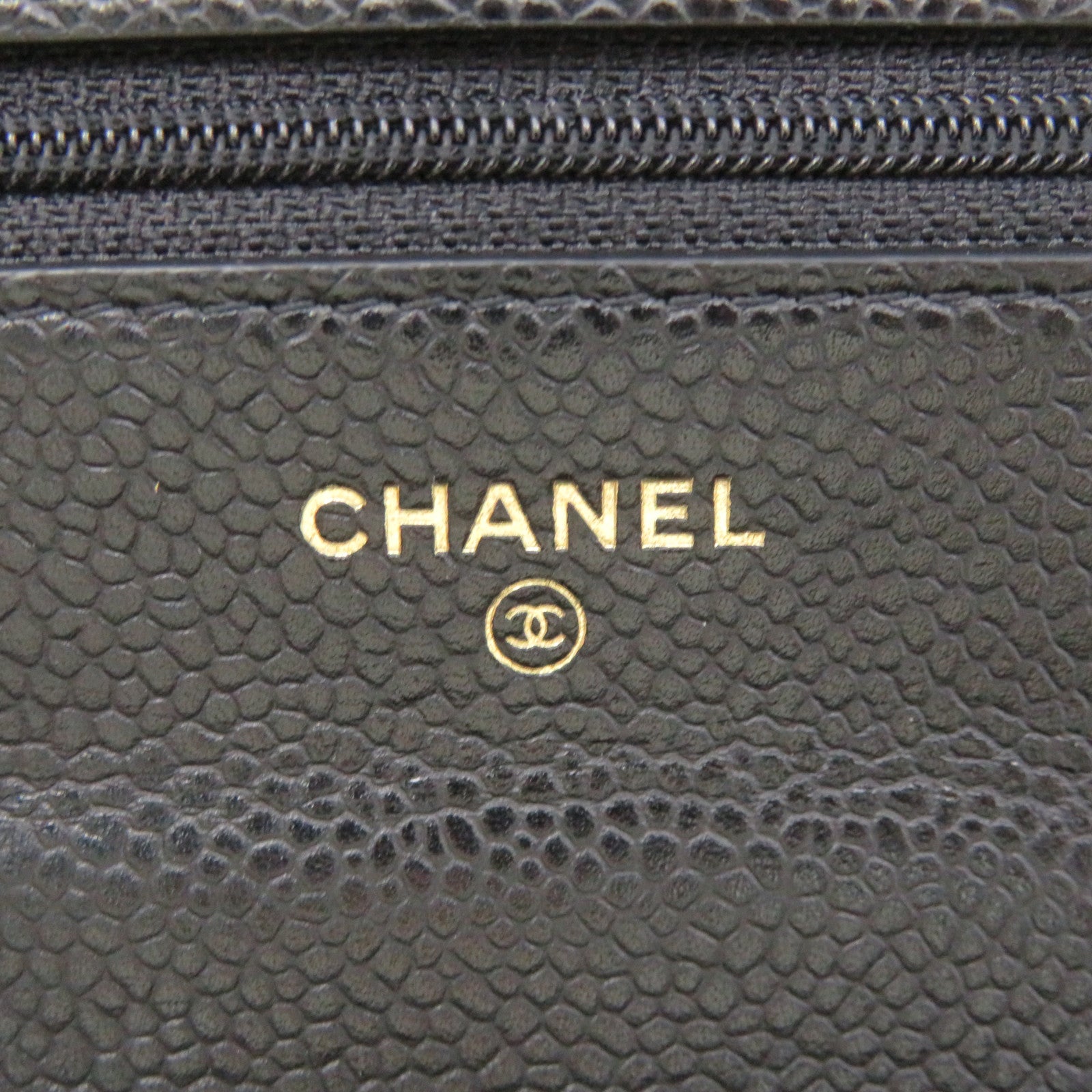 CHANEL Caviar皮革Wallet On Chain Shoulder Bag金扣链带钱包肩背袋黑色
