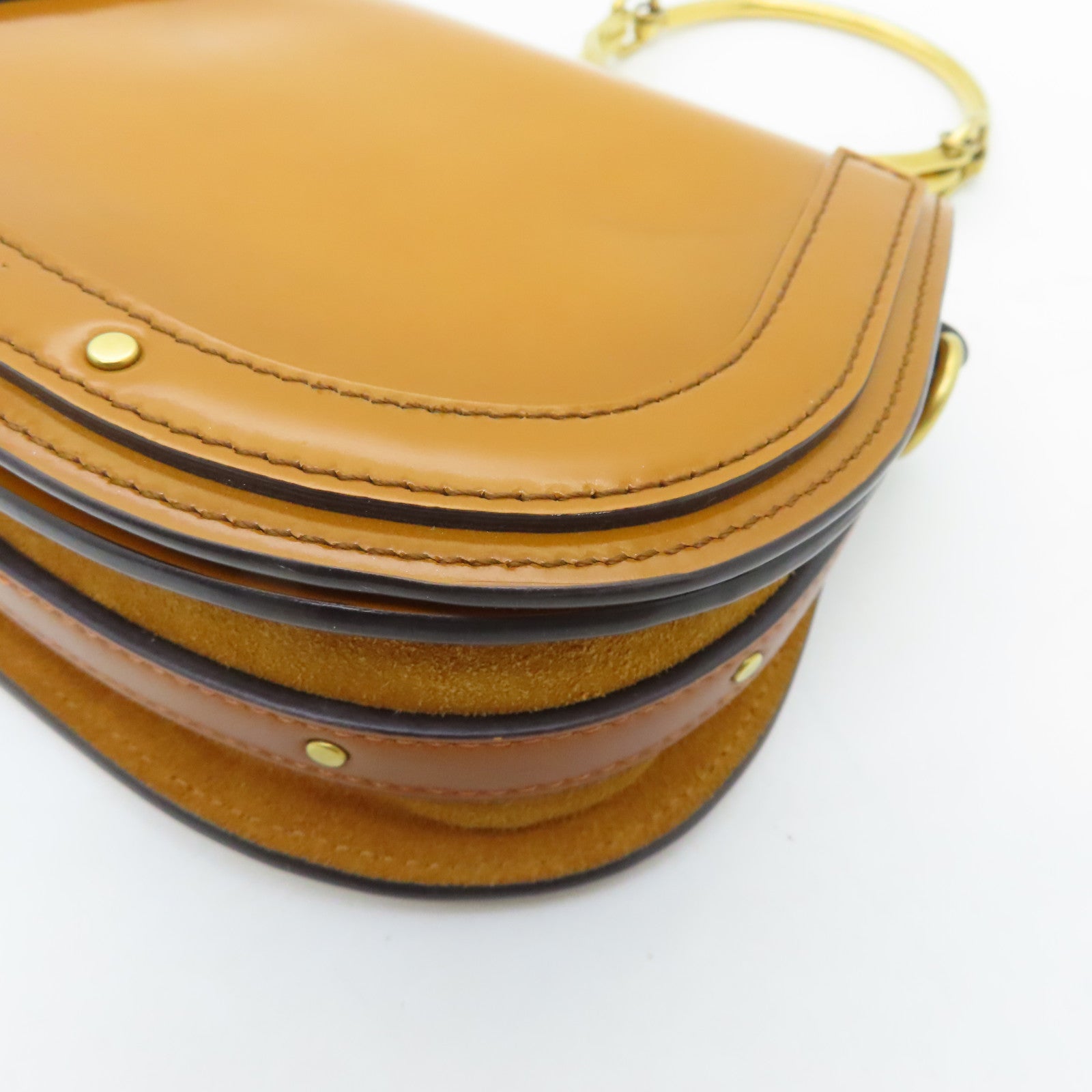 Chloe Patent Leather/Bracelet Nile Gold Buckle Handle Shoulder Bag
