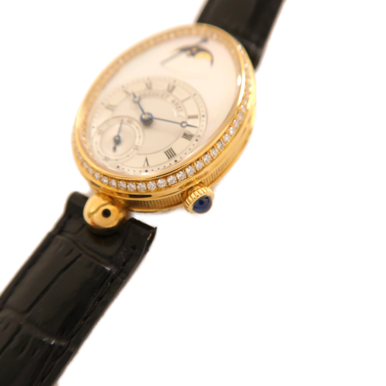 Breguet 18K黃金/皮革帶Reine De Naples手錶自動機芯珍珠色
