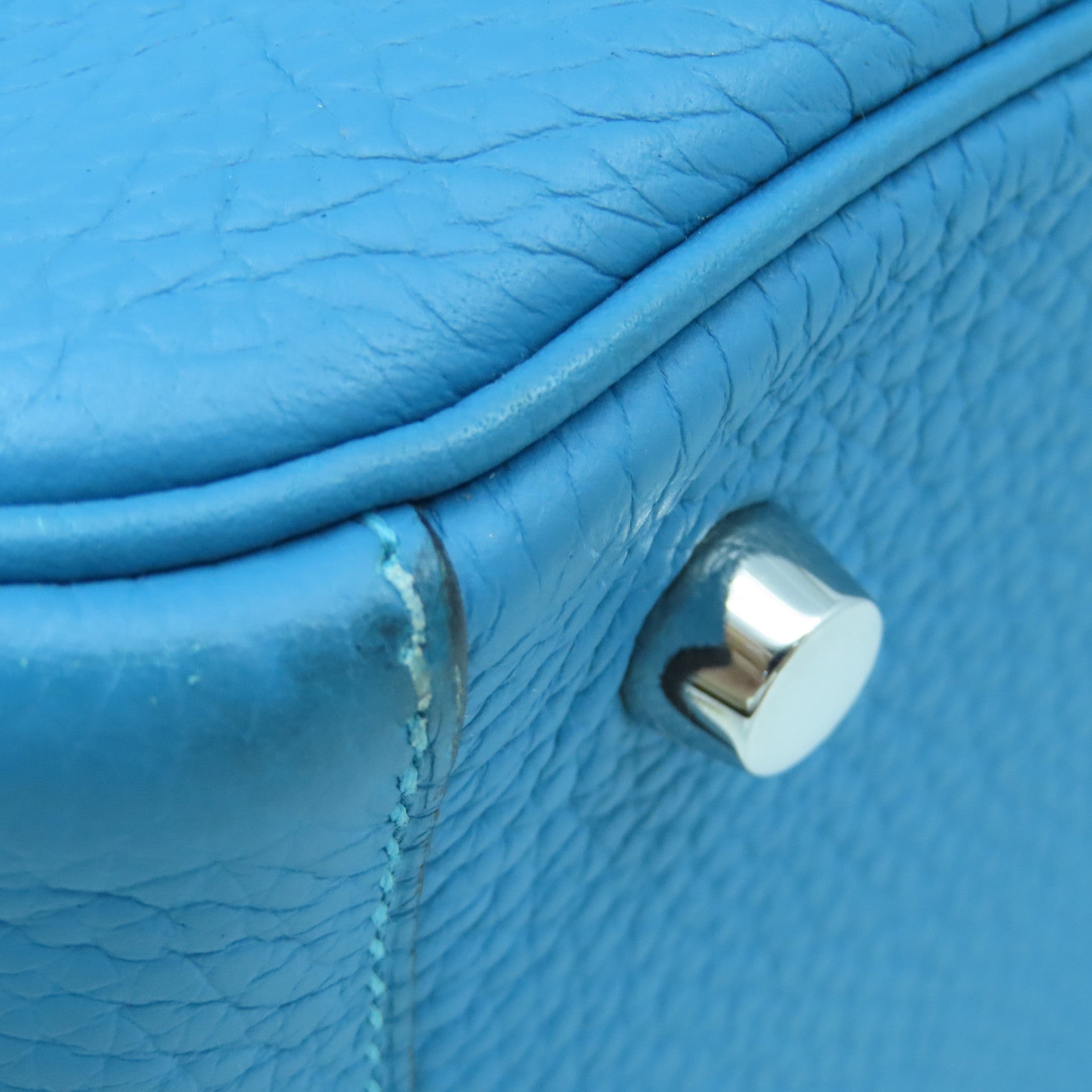 HERMES Clemence leather Lindy 26 silver buckle handle shoulder bag blue