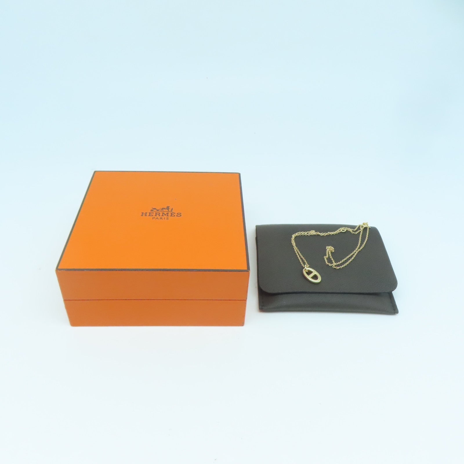 HERMES 18K玫瑰金Necklace 5.3g金扣項鍊金色