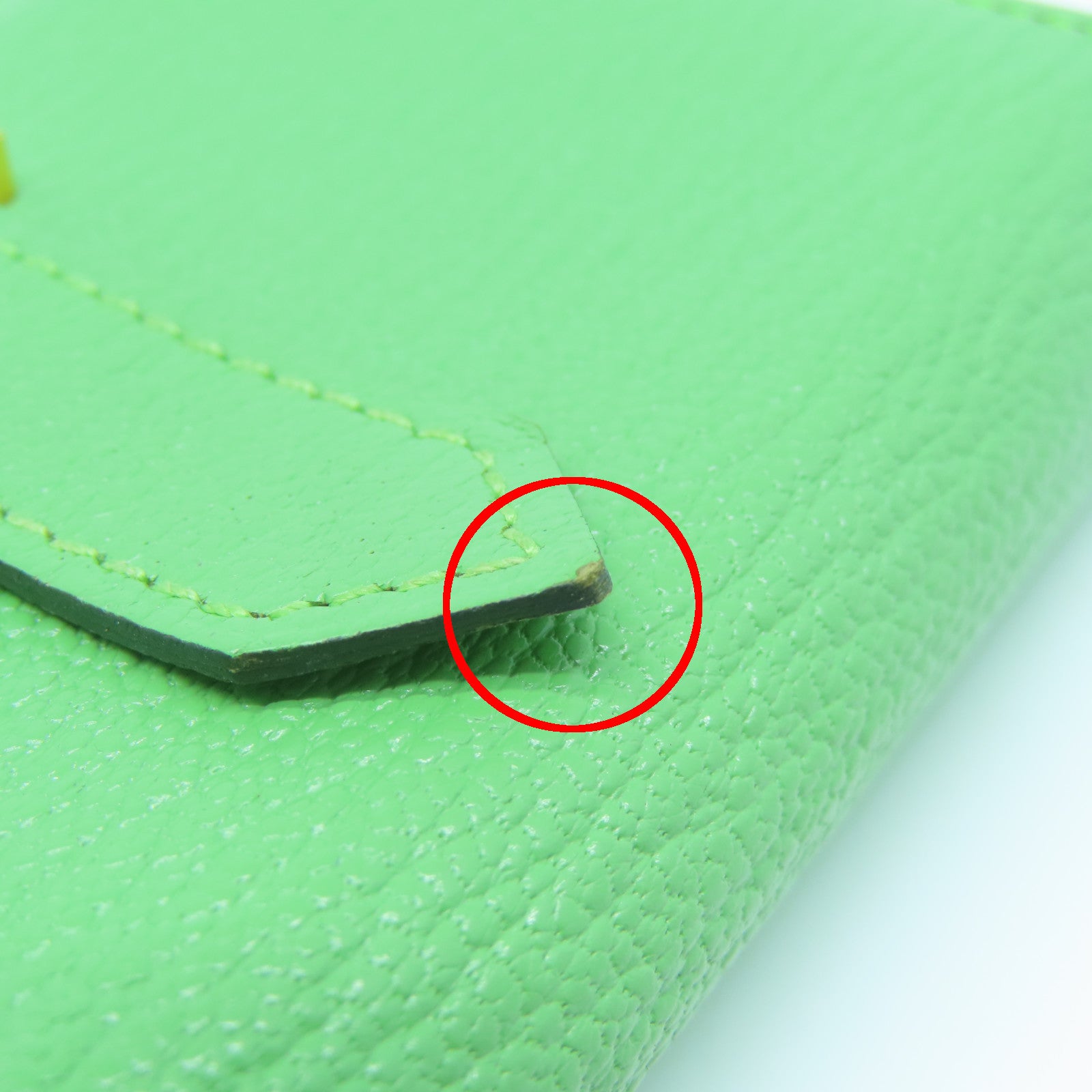 HERMES Chevre皮革Bearn Card Case金扣卡片套牛油果绿