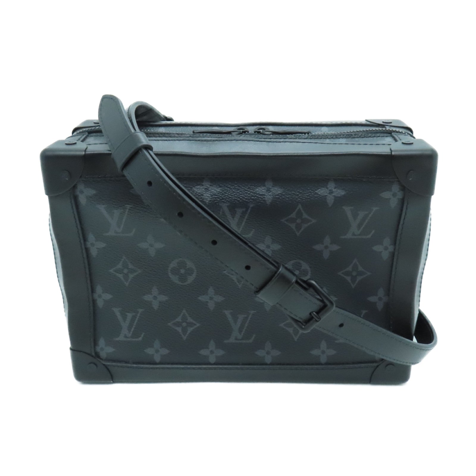 LOUIS VUITTON Monogram Eclipse Soft Trunk Black Buckle Shoulder Bag Black