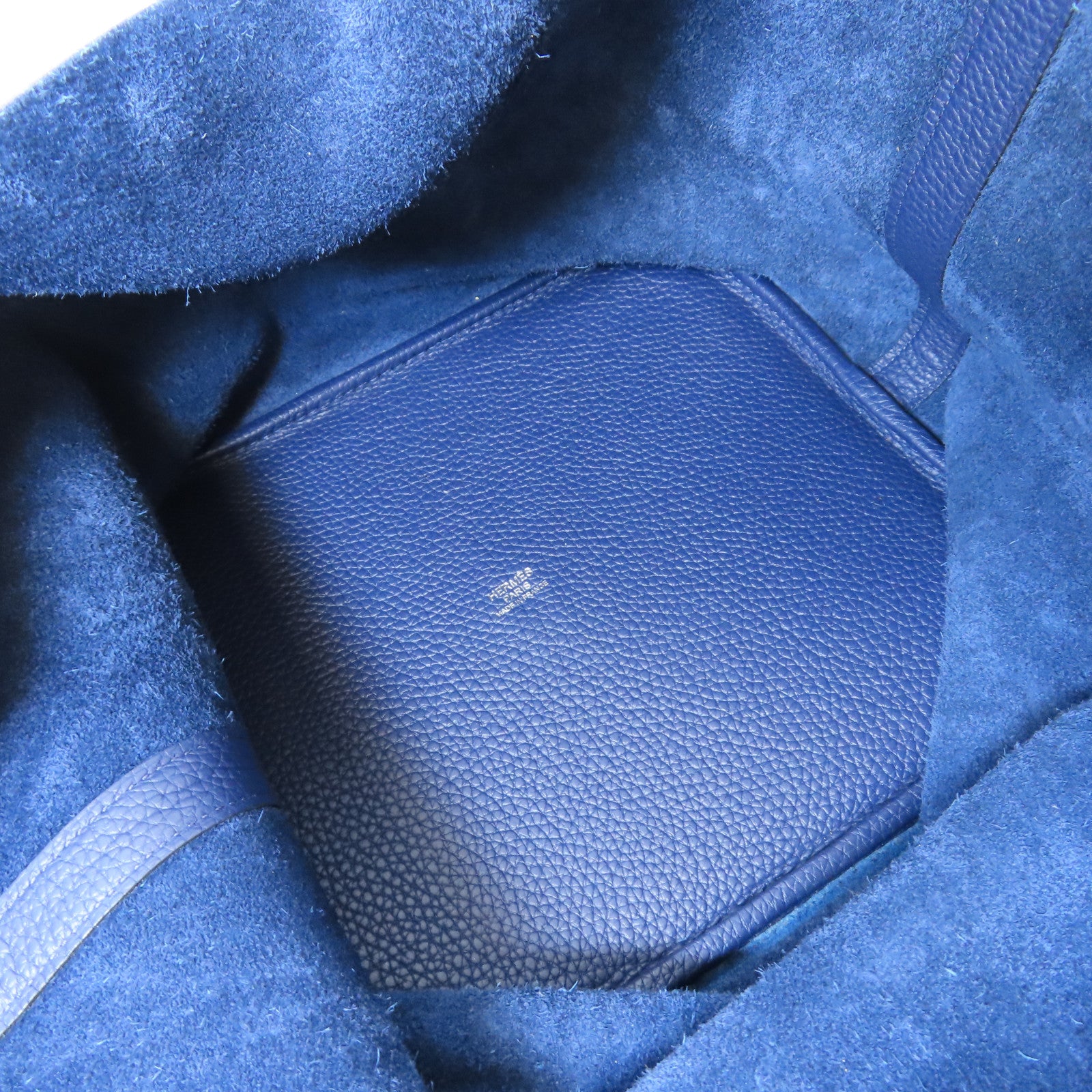 HERMES Clemence皮革Picotin GM銀扣手挽袋Bleu Saphir寶石藍色