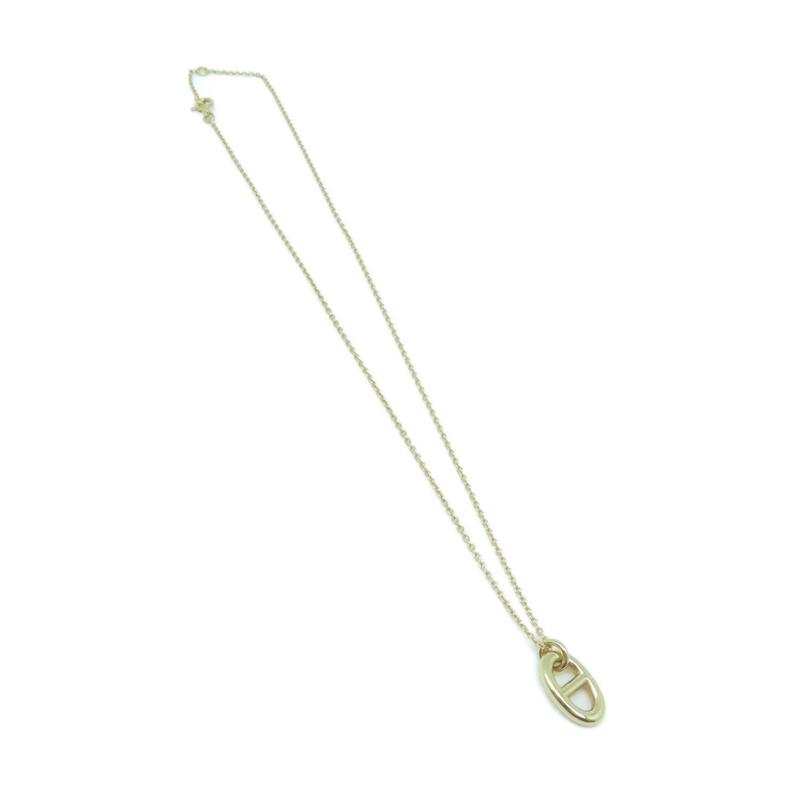 HERMES 18K玫瑰金Necklace 5.3g金扣項鍊金色