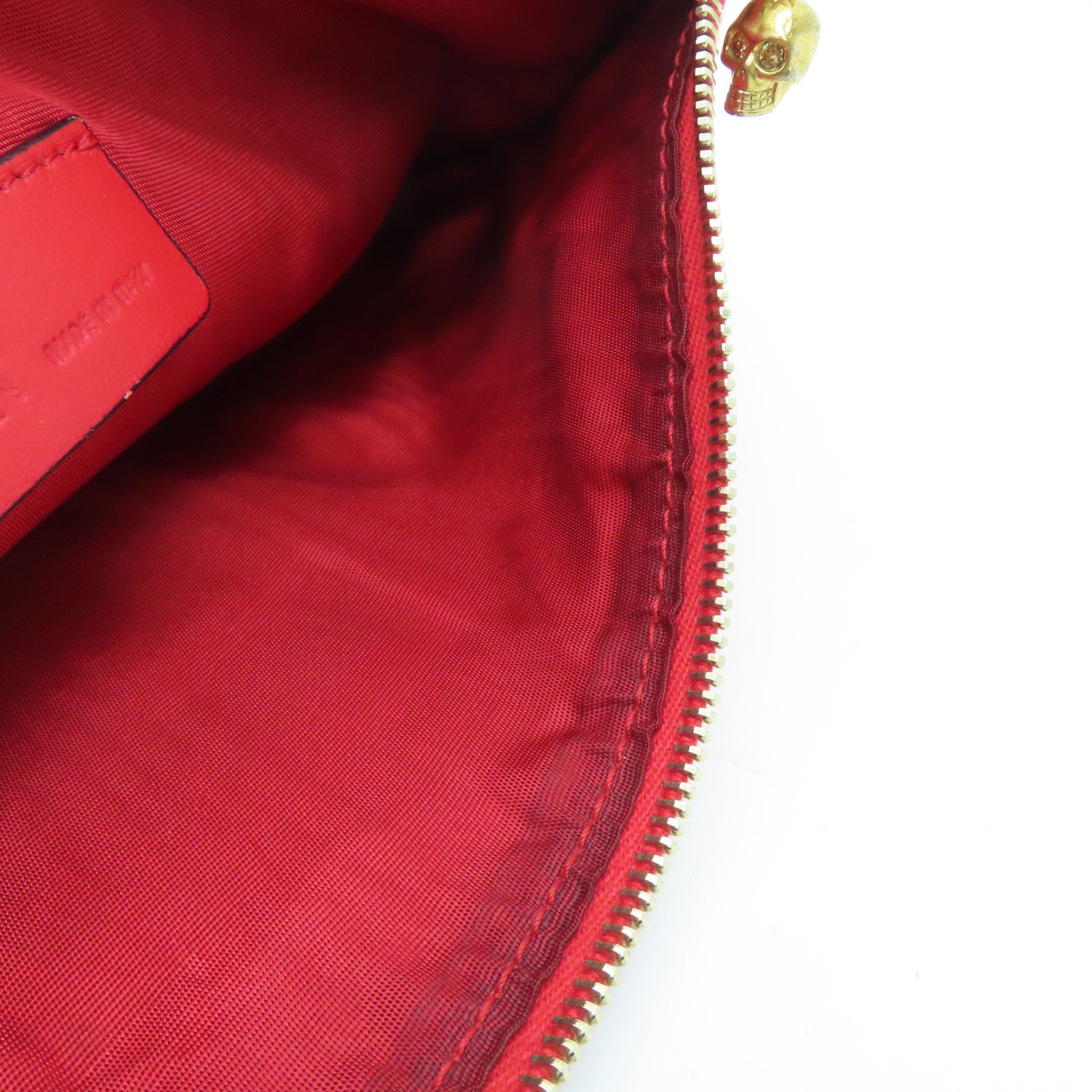 SELECTION Leather Alexander McQueen Clutch Gold Buckle Clutch Red