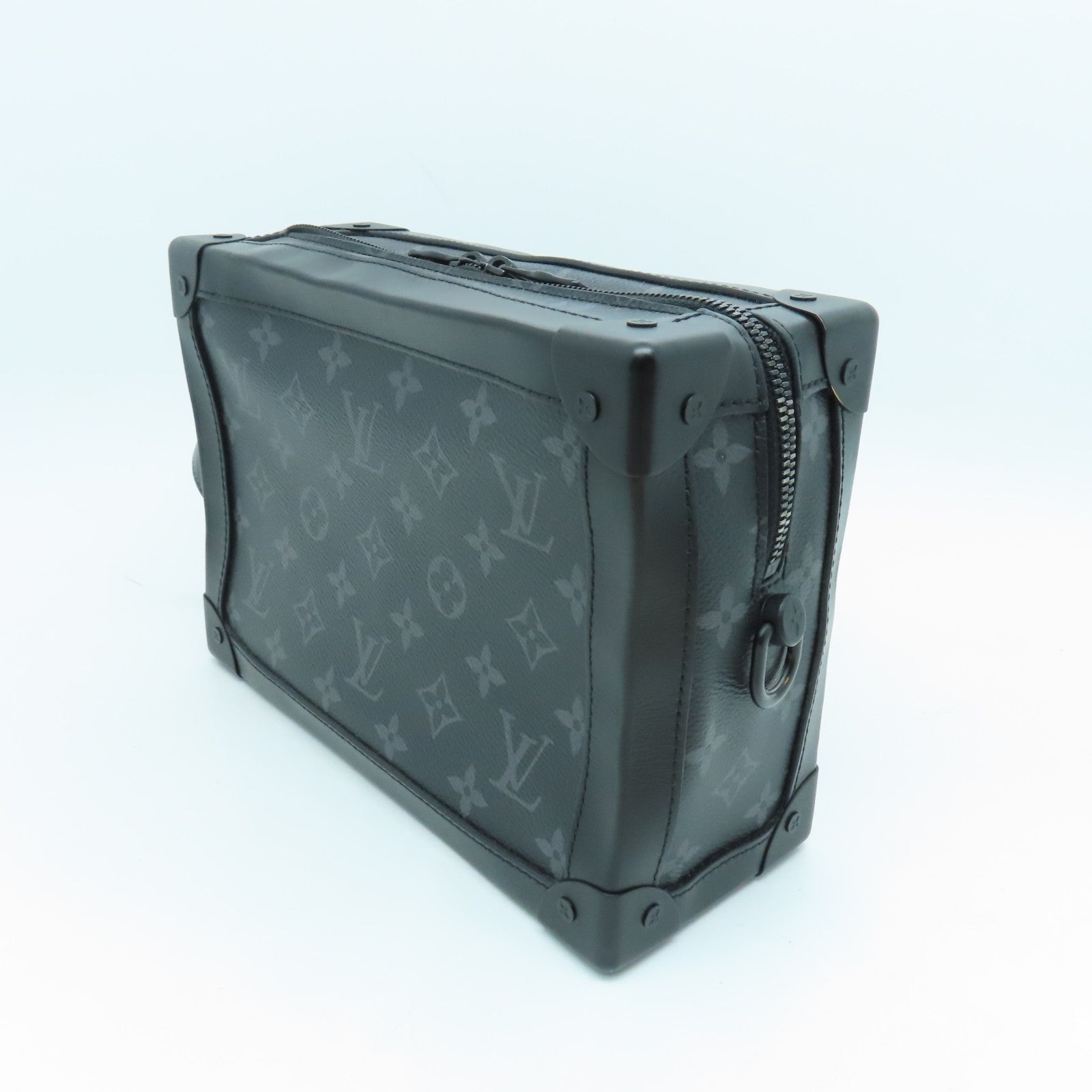 LOUIS VUITTON Monogram Eclipse Soft Trunk Black Buckle Shoulder Bag Black