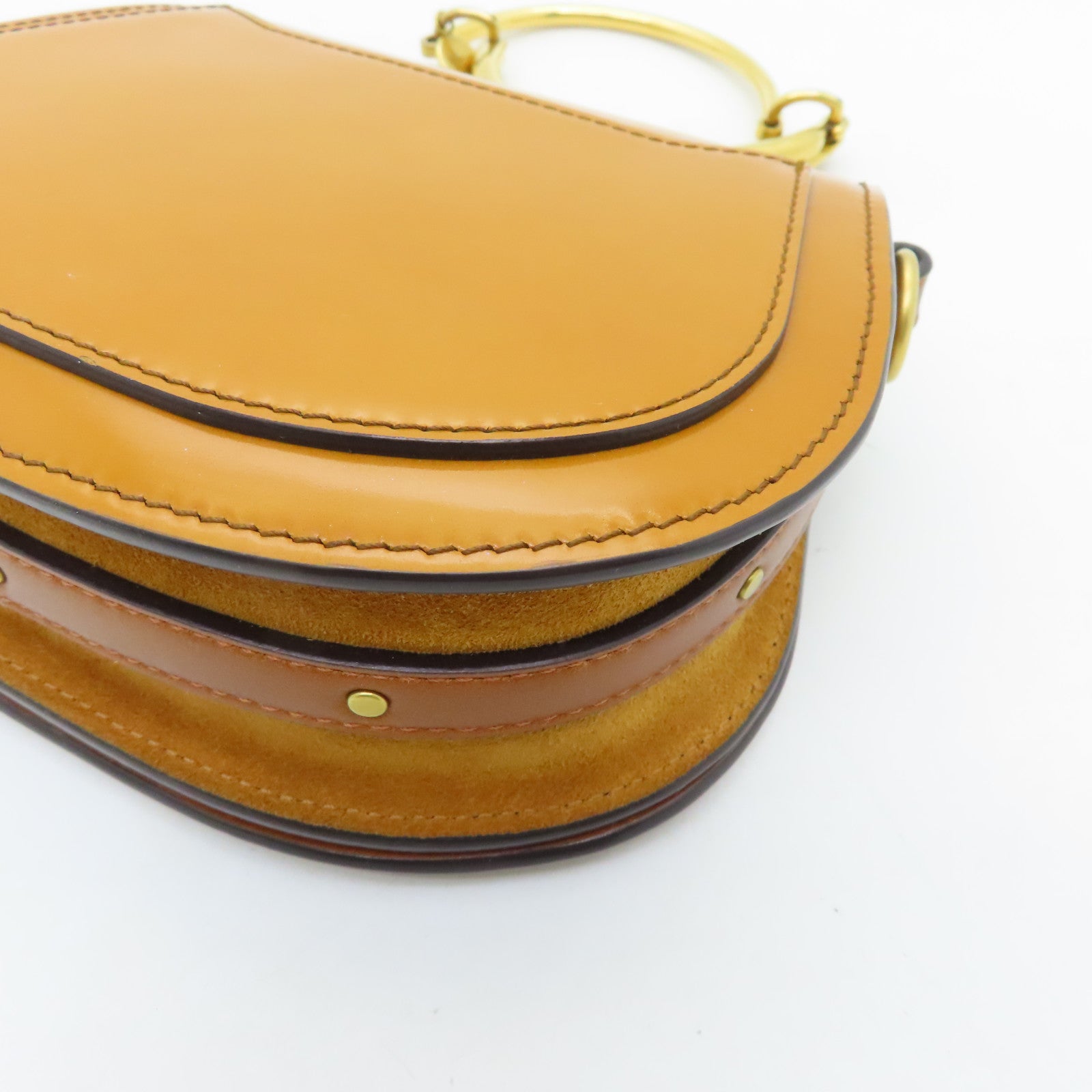 Chloe Patent Leather/Bracelet Nile Gold Buckle Handle Shoulder Bag