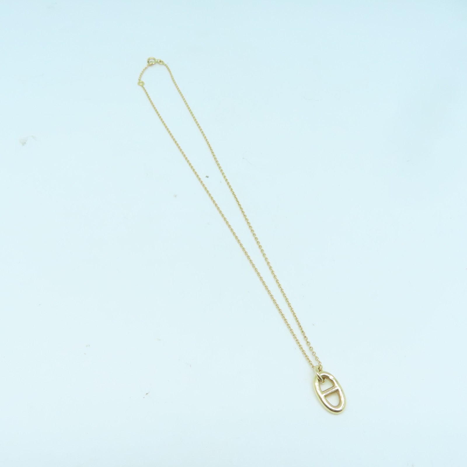 HERMES 18K玫瑰金Necklace 5.3g金扣項鍊金色