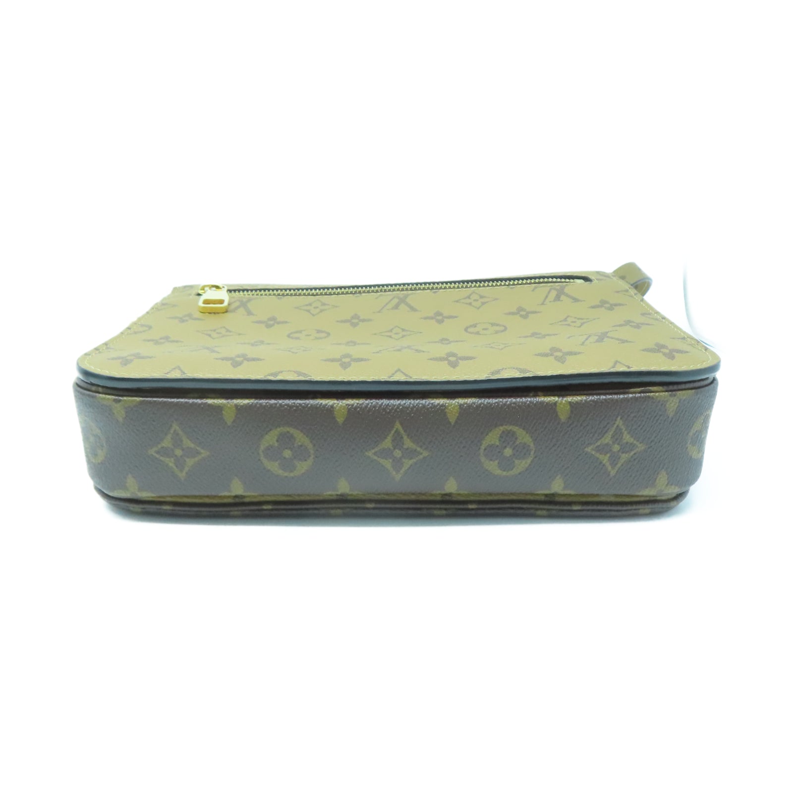 LOUIS VUITTON Monogram Reverse Pochette Metis金扣肩背袋棕色