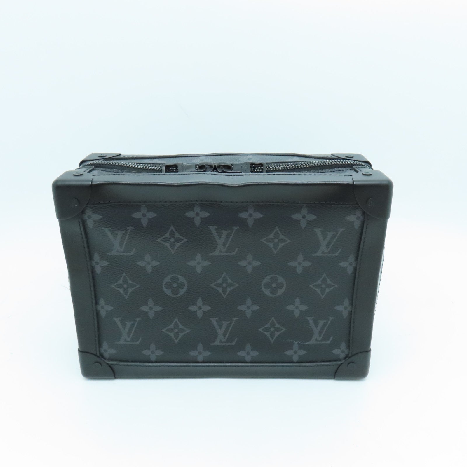 LOUIS VUITTON Monogram Eclipse Soft Trunk Black Buckle Shoulder Bag Black