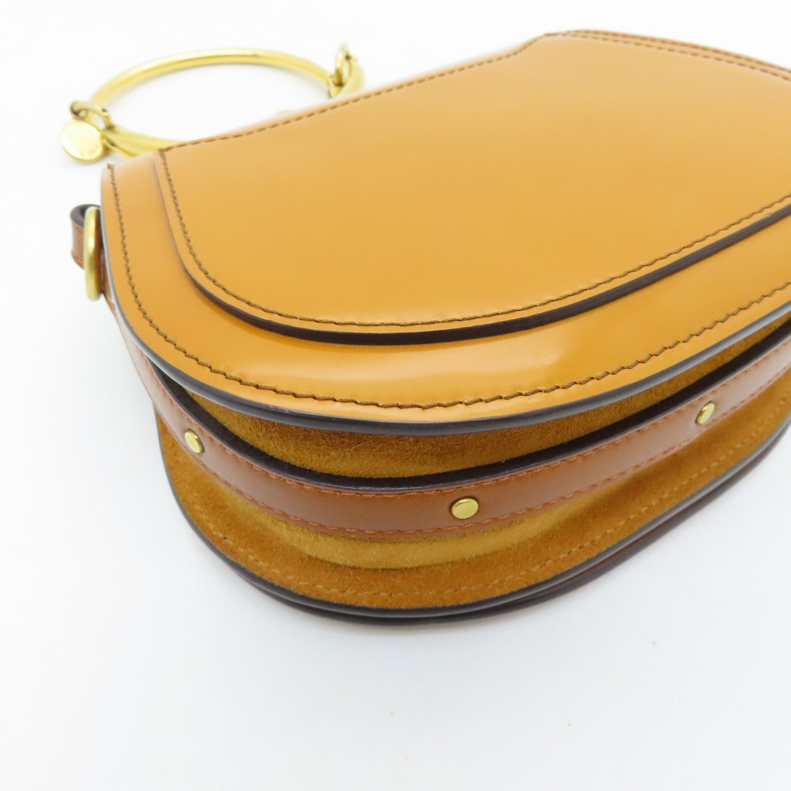 Chloe Patent Leather/Bracelet Nile Gold Buckle Handle Shoulder Bag