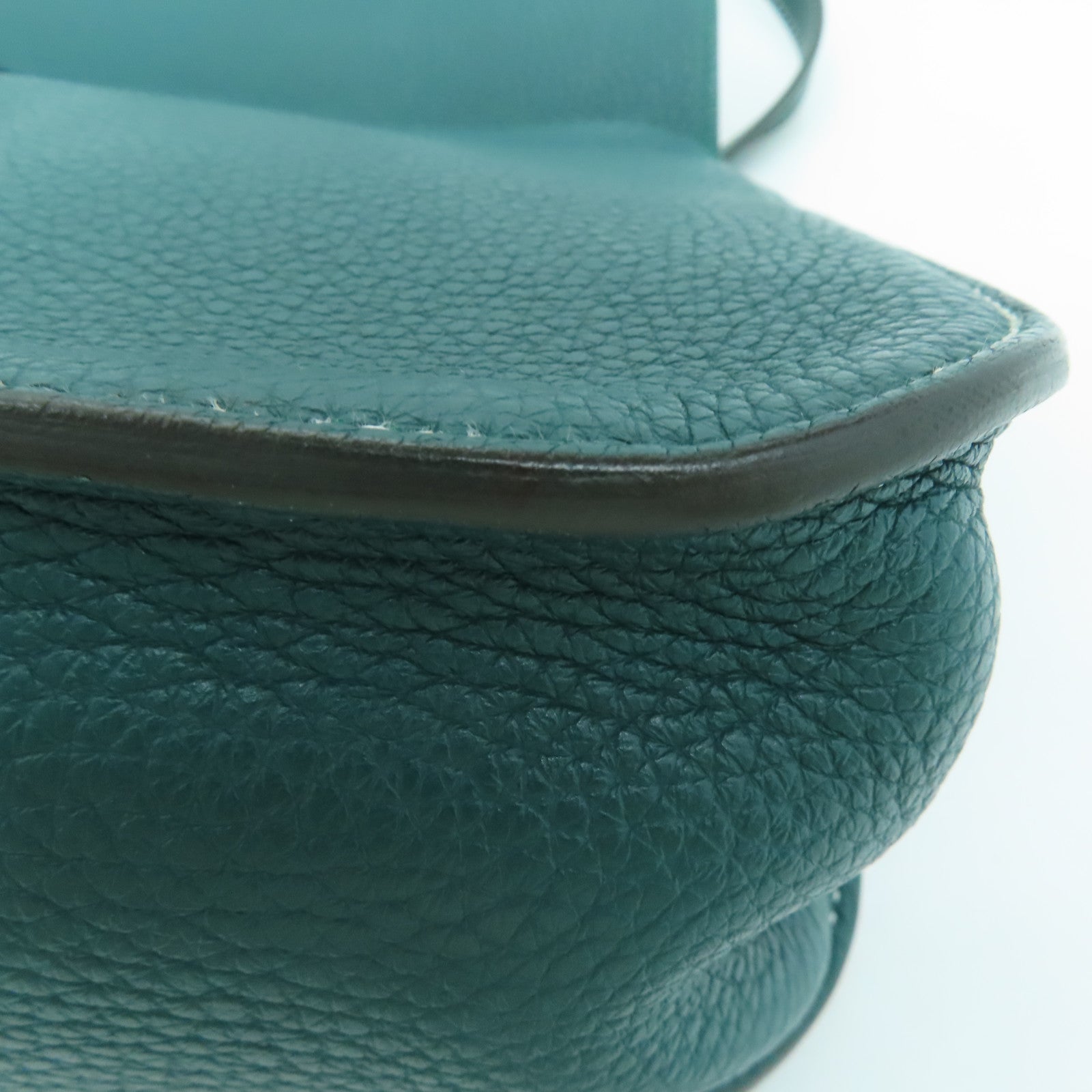 HERMES Clemence皮革Halzan 31銀扣手挽肩背兩用袋Vert Vertigo綠色
