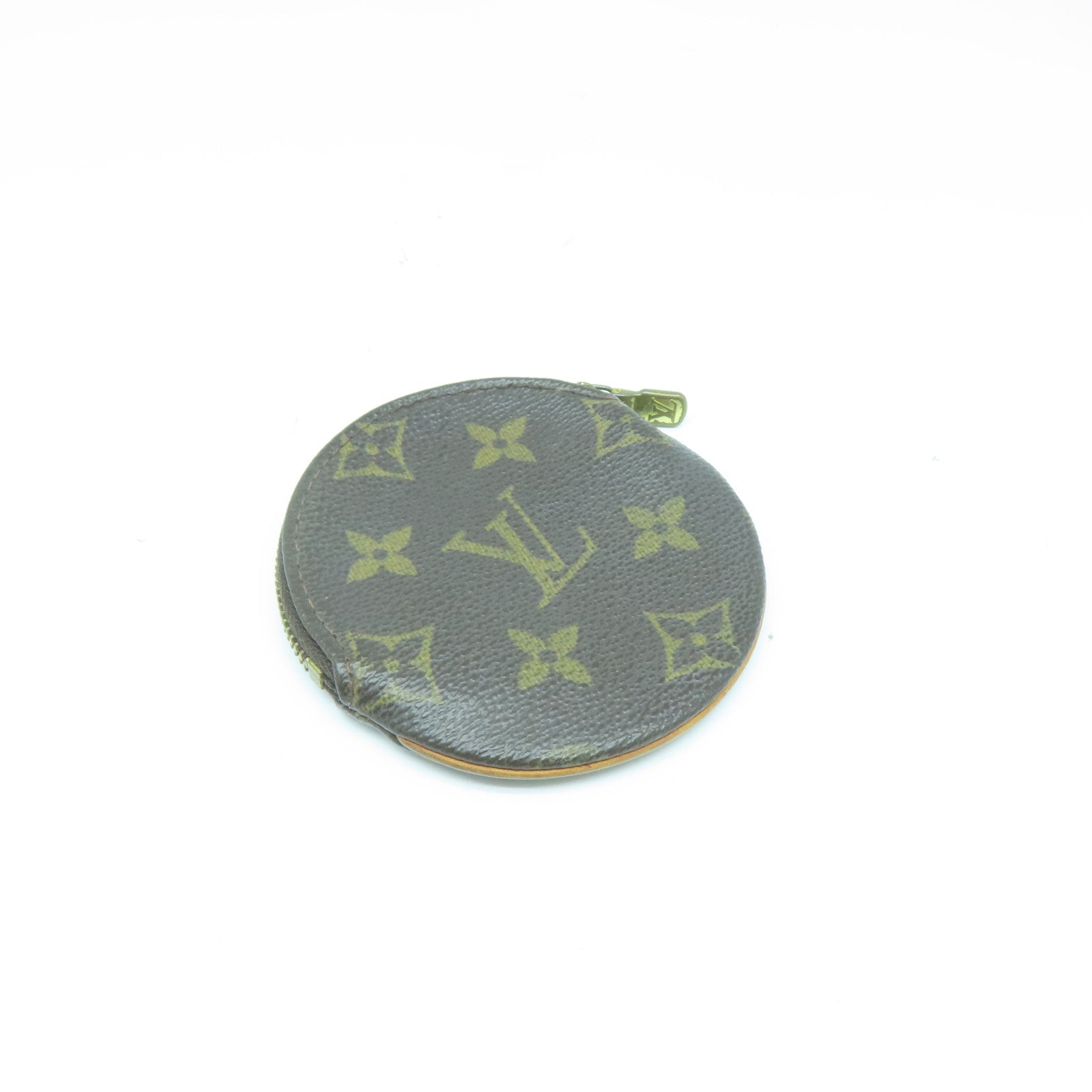 LOUIS VUITTON Monogram Coin Case金扣零钱包棕色