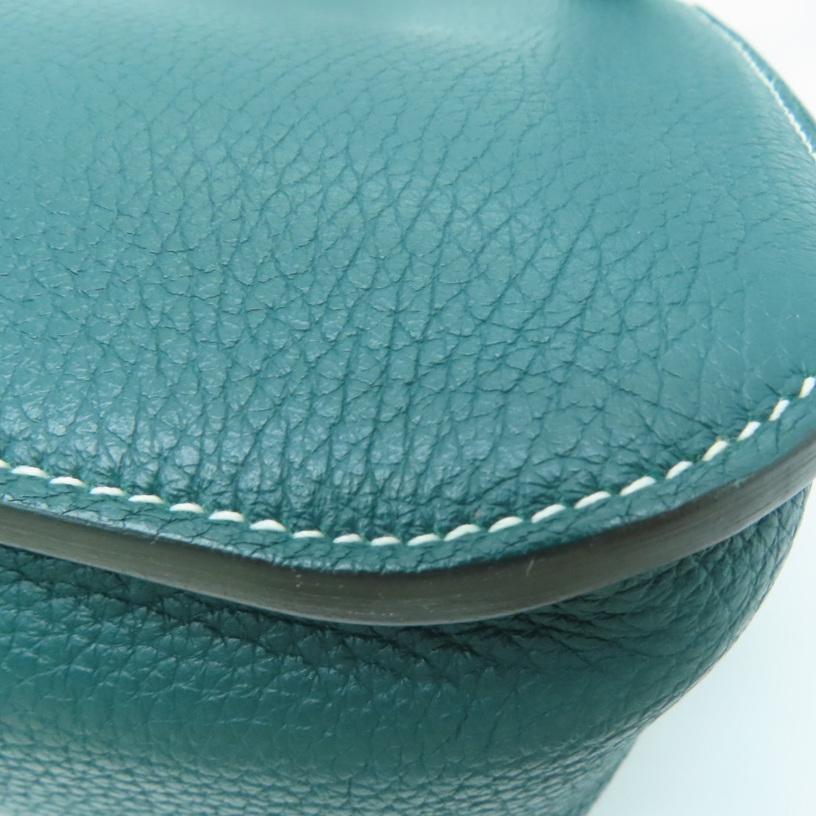 HERMES Clemence皮革Halzan 31銀扣手挽肩背兩用袋Vert Vertigo綠色